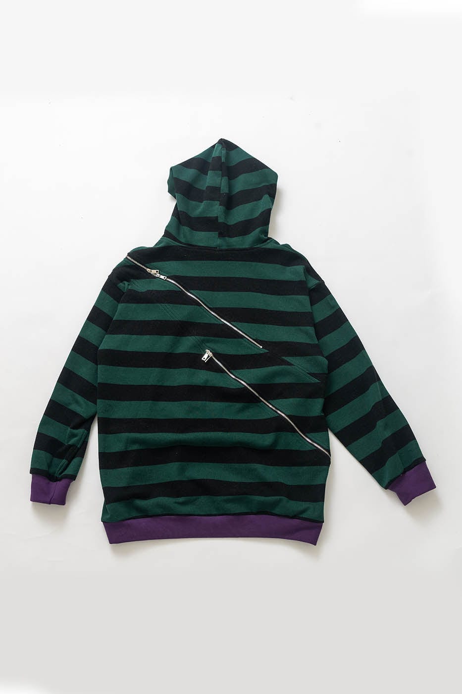 KADAKADA Diagonal Zipped Striped Hoodie, premium urban and streetwear designers apparel on PROJECTISR.com, KADAKADA