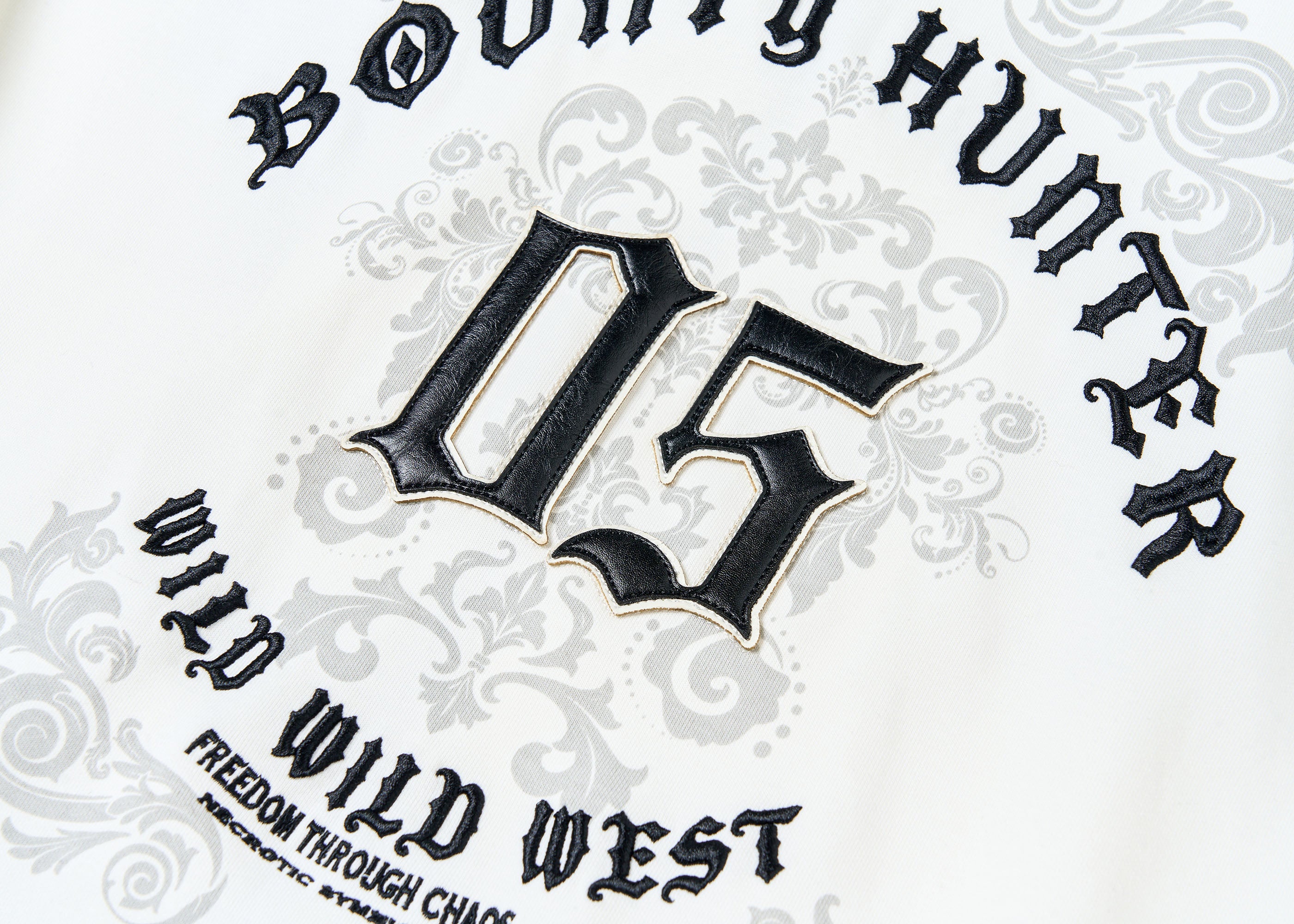 SAVAGEGROWTHWORLD Gothic Lettering Embroidered Zip-Up Hoodie
