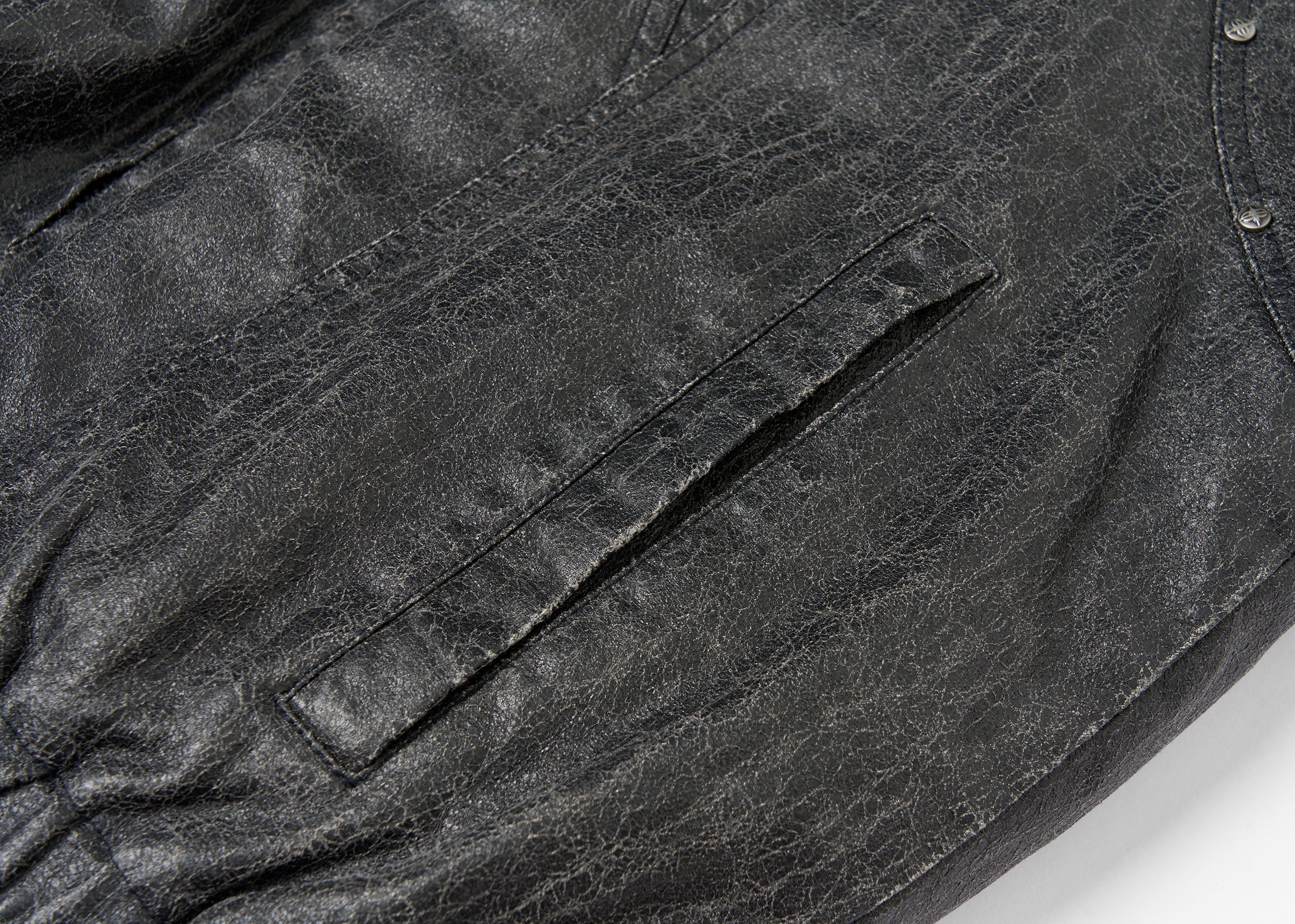 SAVAGEGROWTHWORLD Washed Faux Fur Lining Studded Vest