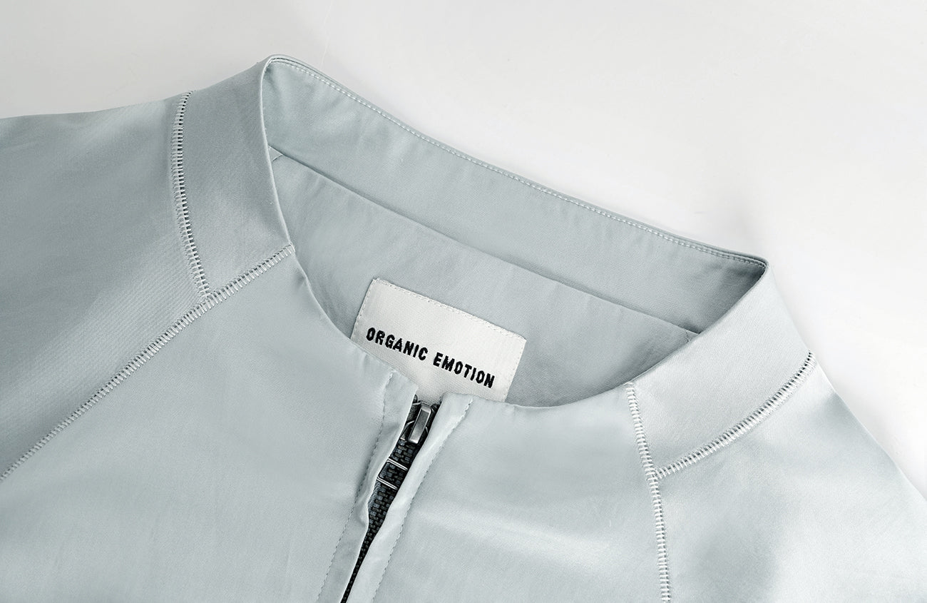 ORGANIC Raglan-Sleeve Satin Zip Jacket, premium urban and streetwear designers apparel on PROJECTISR.com, ORGANIC EMOTION