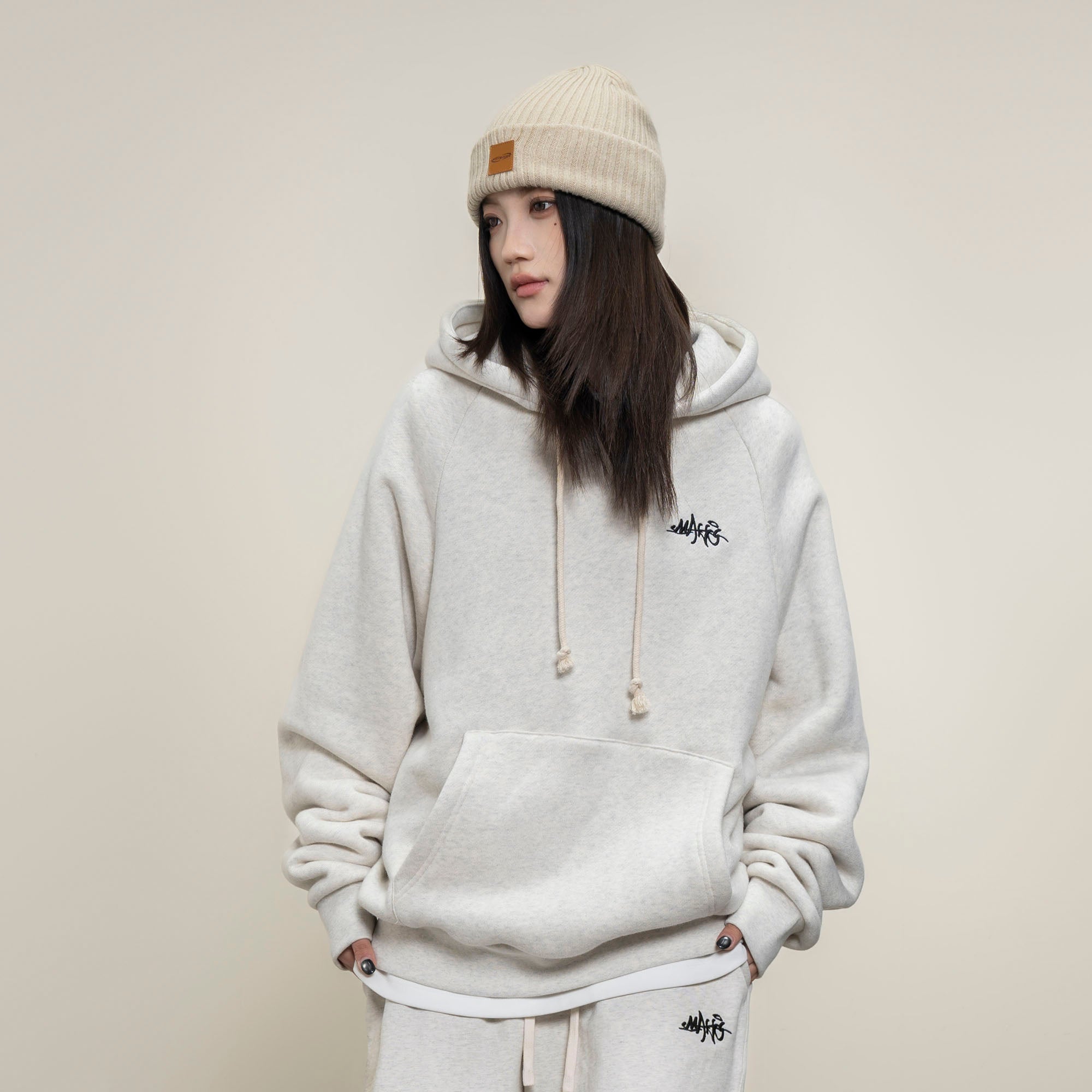 MAKEMORE LOGO Embroidered Drawstring Hoodie