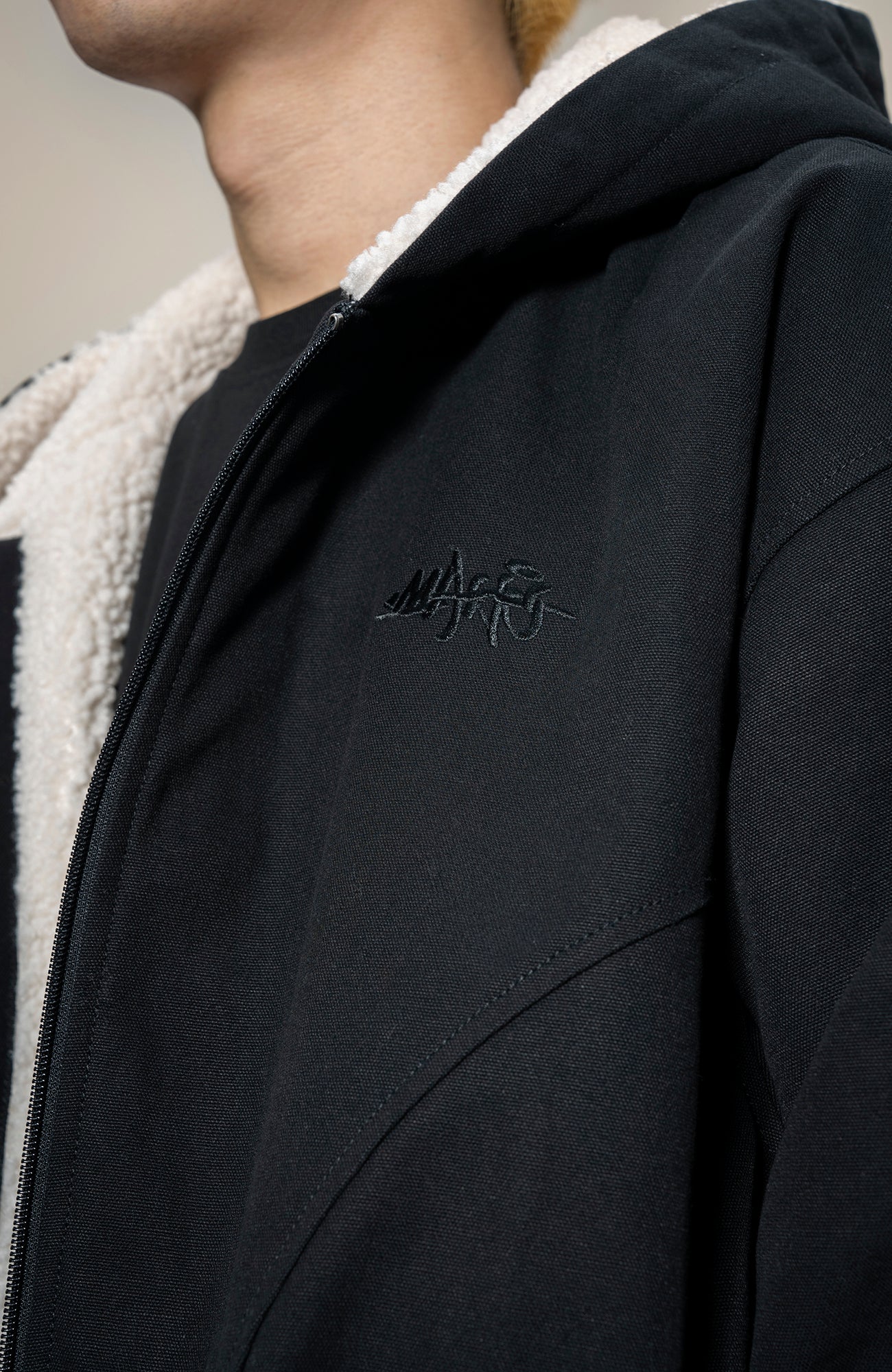 MAKEMORE Sherpa-Lined Canvas Hooded Jacket