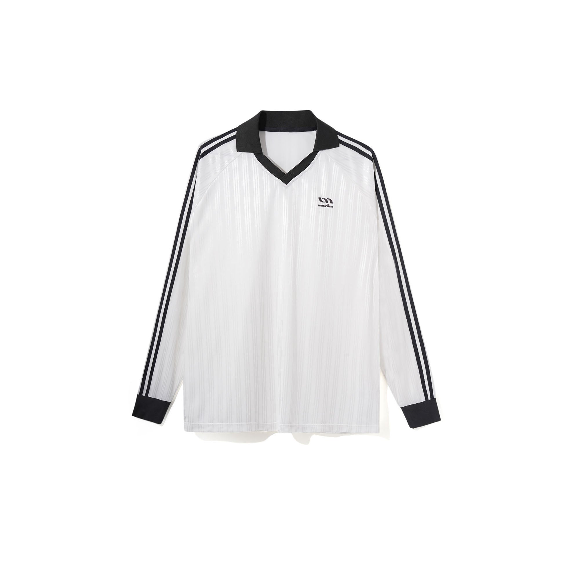 UMAMIISM Contrast V-Neck Stripe Long-Sleeve Tee, premium urban and streetwear designers apparel on PROJECTISR.com, UMAMIISM
