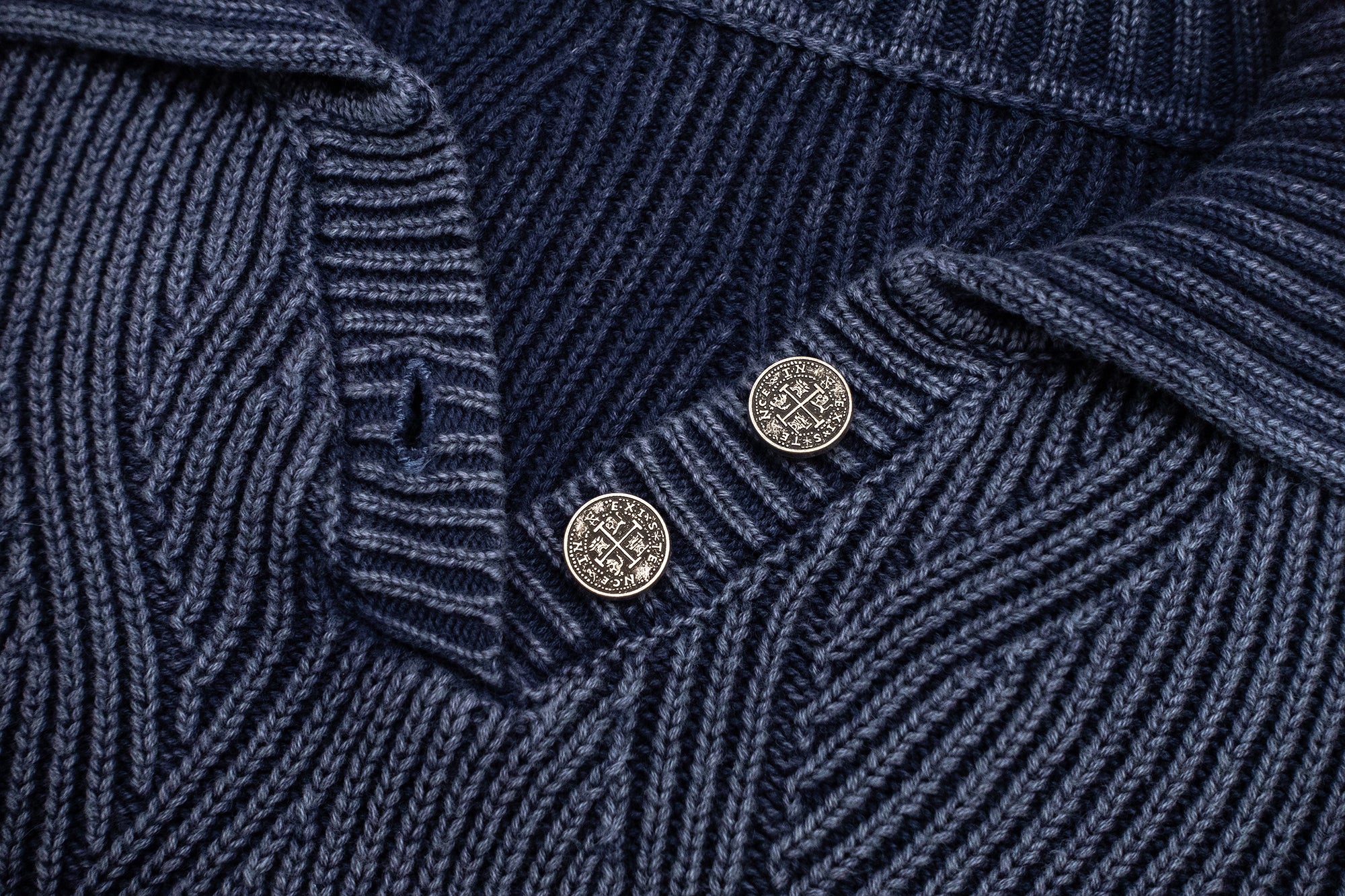 IN EXISTENCE Distressed Chevron Collared Sweater