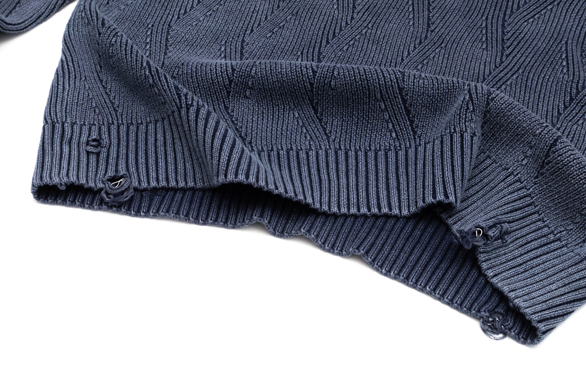 IN EXISTENCE Distressed Chevron Collared Sweater