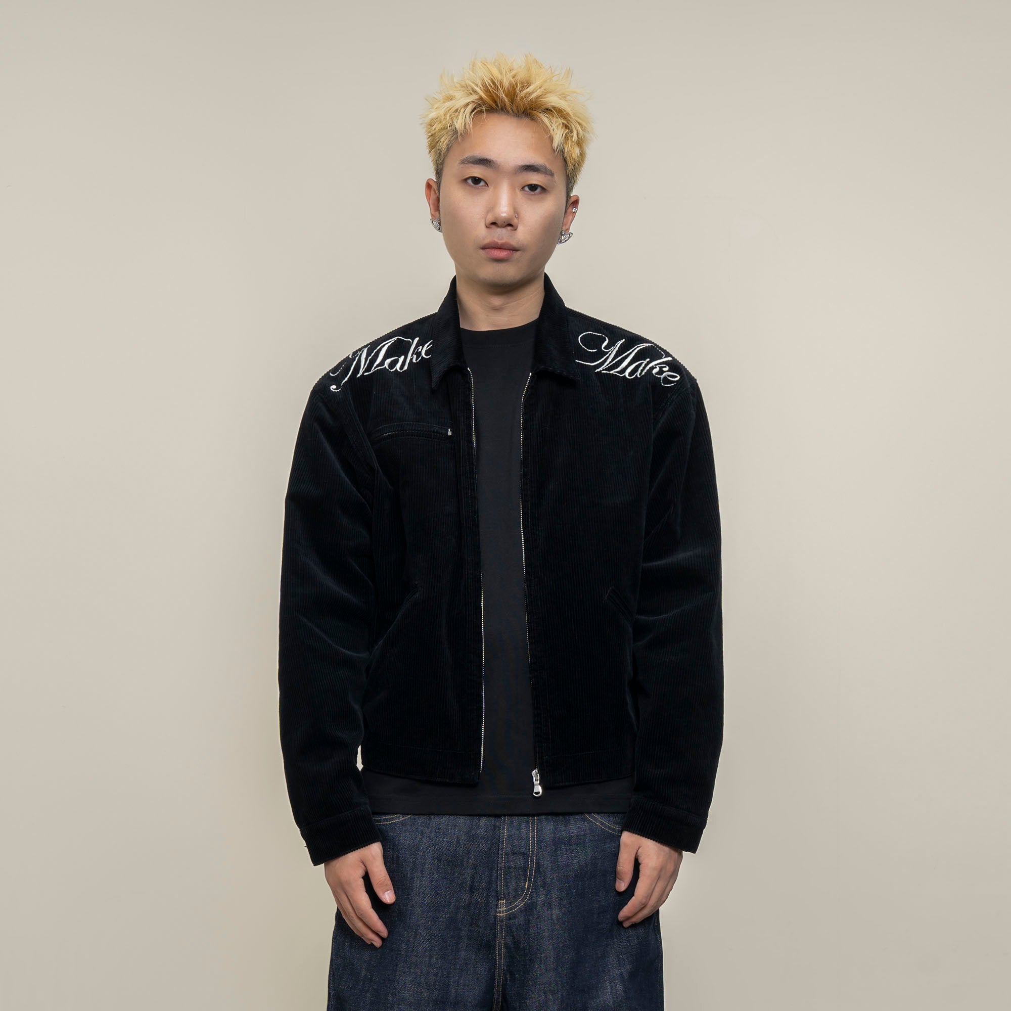 MAKEMORE Script Embroidered Corduroy Jacket
