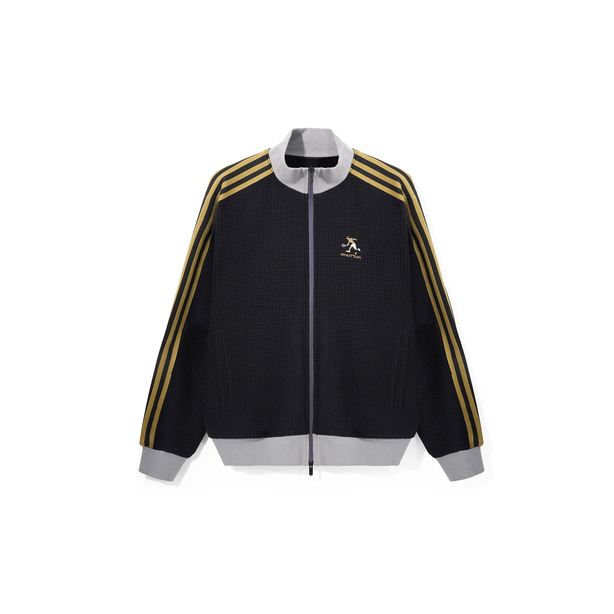 UMAMIISM Waffle Side Stripe Embroidered Track Jacket, premium urban and streetwear designers apparel on PROJECTISR.com, UMAMIISM