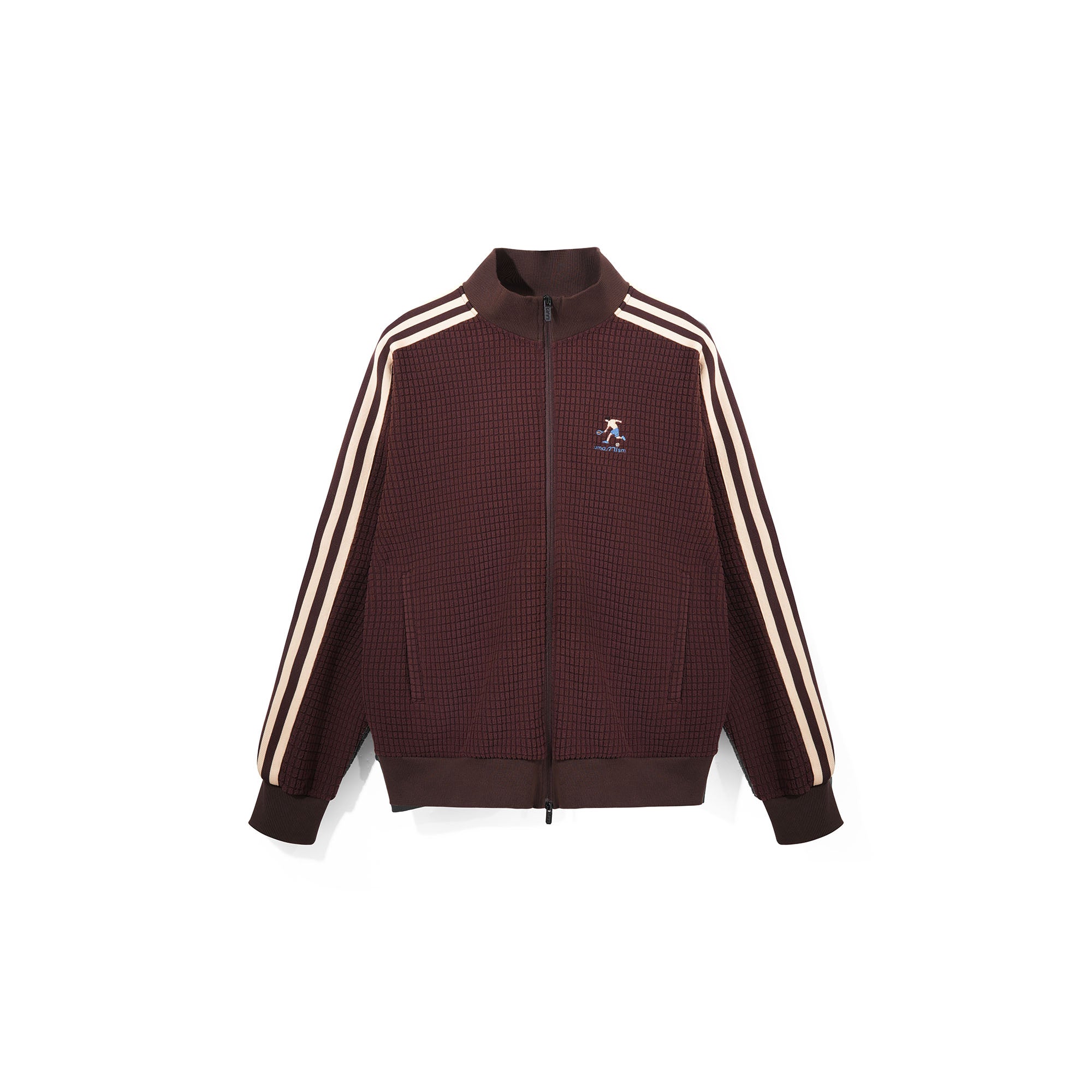 UMAMIISM Waffle Side Stripe Embroidered Track Jacket, premium urban and streetwear designers apparel on PROJECTISR.com, UMAMIISM