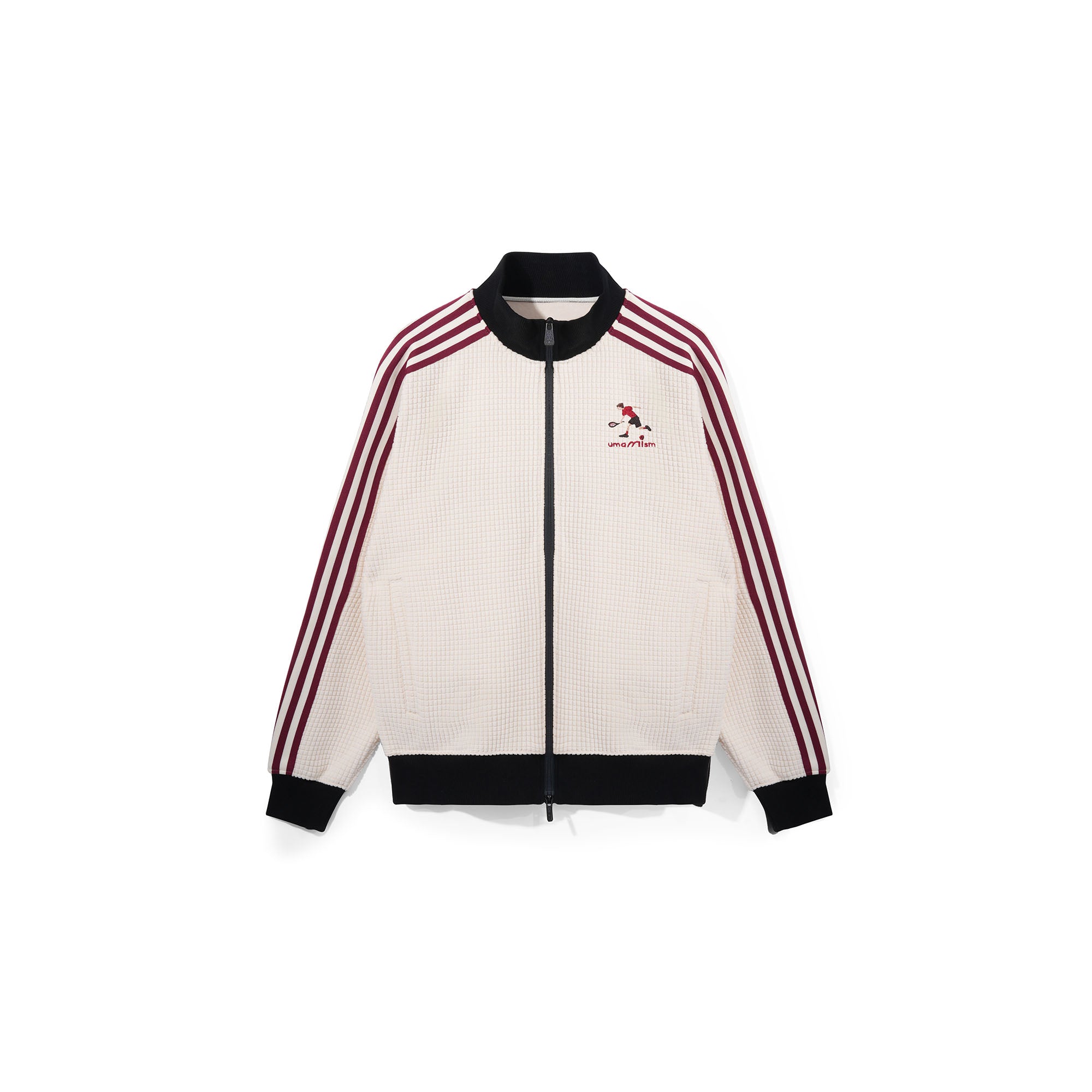 UMAMIISM Waffle Side Stripe Embroidered Track Jacket, premium urban and streetwear designers apparel on PROJECTISR.com, UMAMIISM