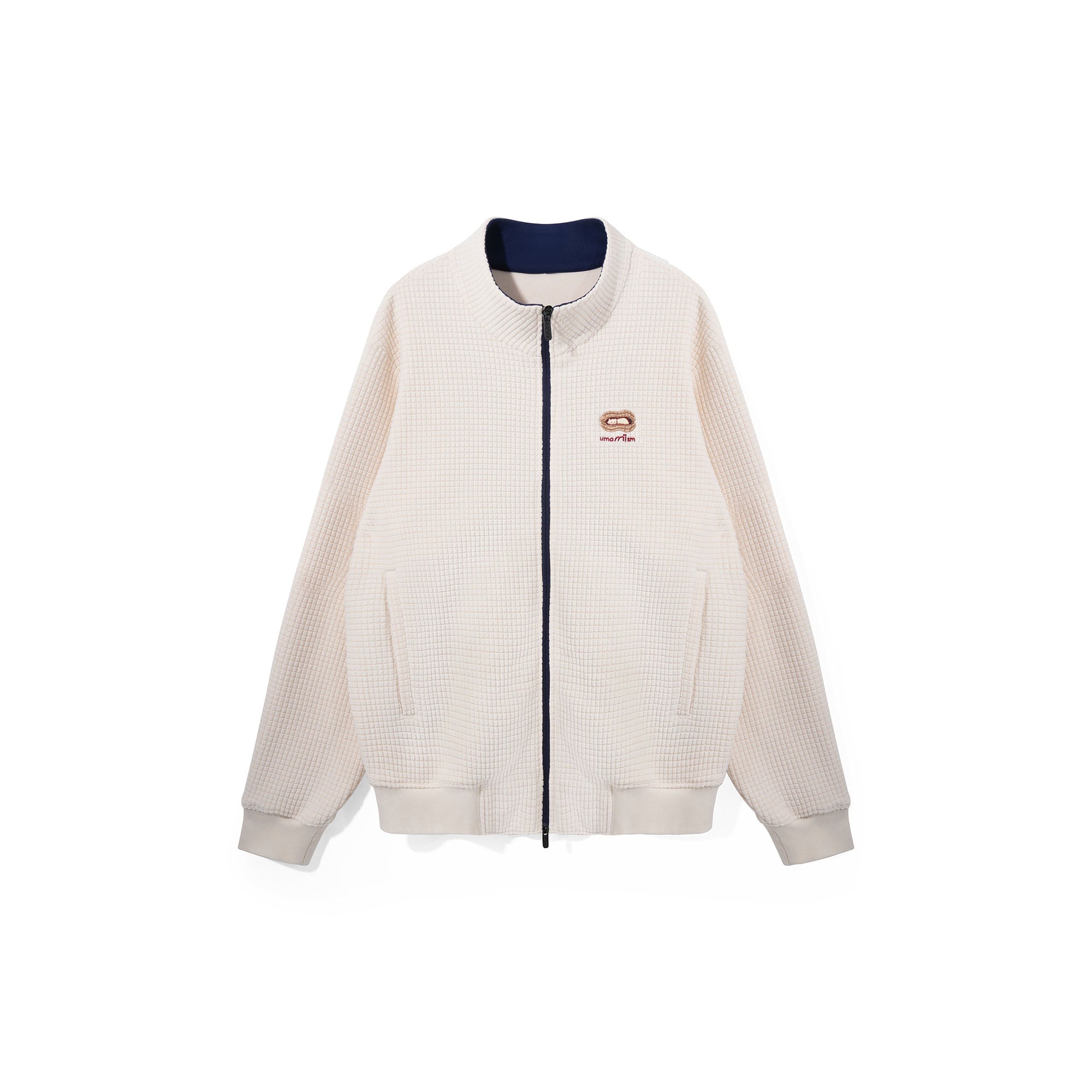 UMAMIISM Waffle Embroidered Fleece-Lined Jacket, premium urban and streetwear designers apparel on PROJECTISR.com, UMAMIISM