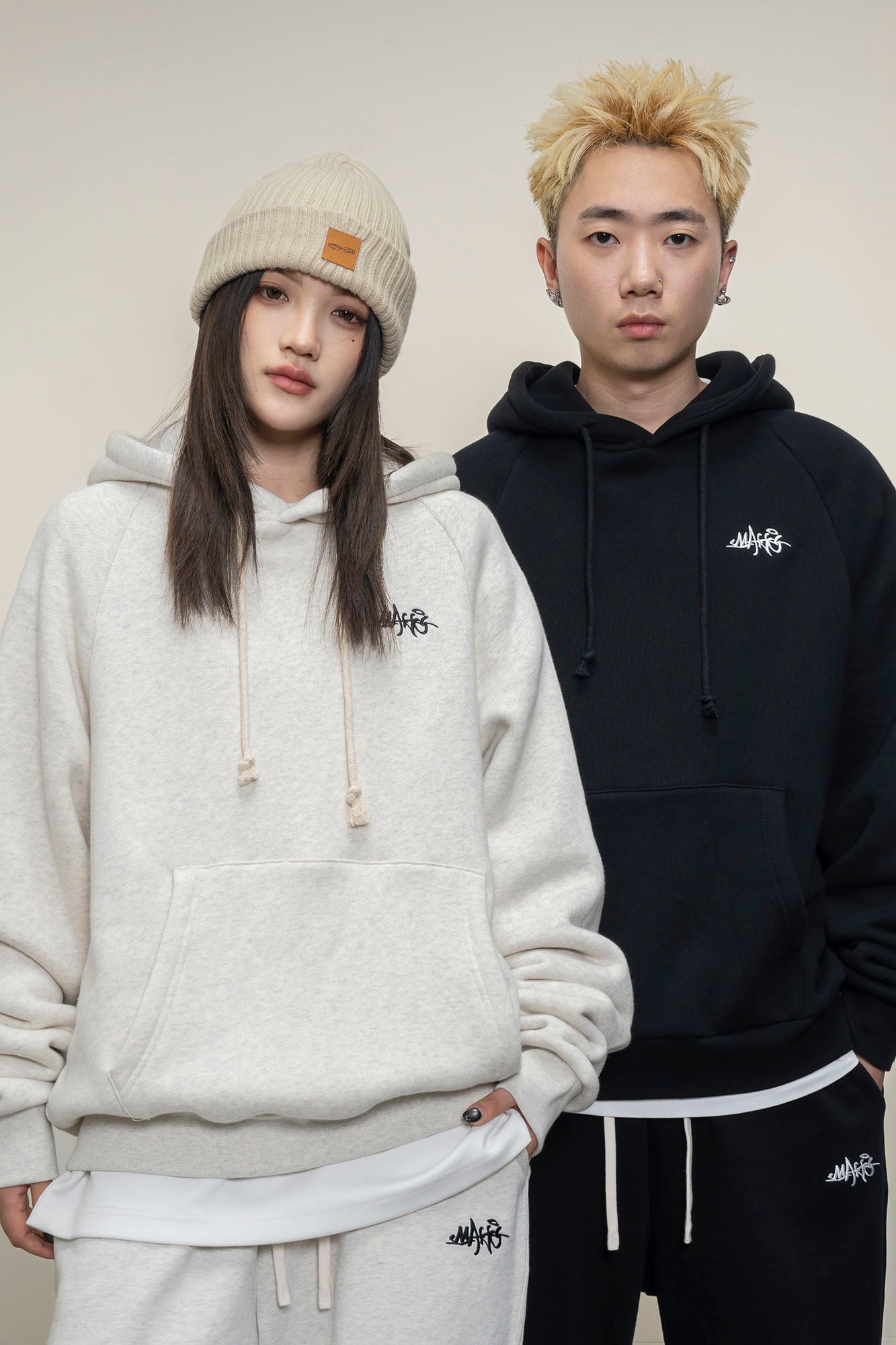 MAKEMORE LOGO Embroidered Drawstring Hoodie