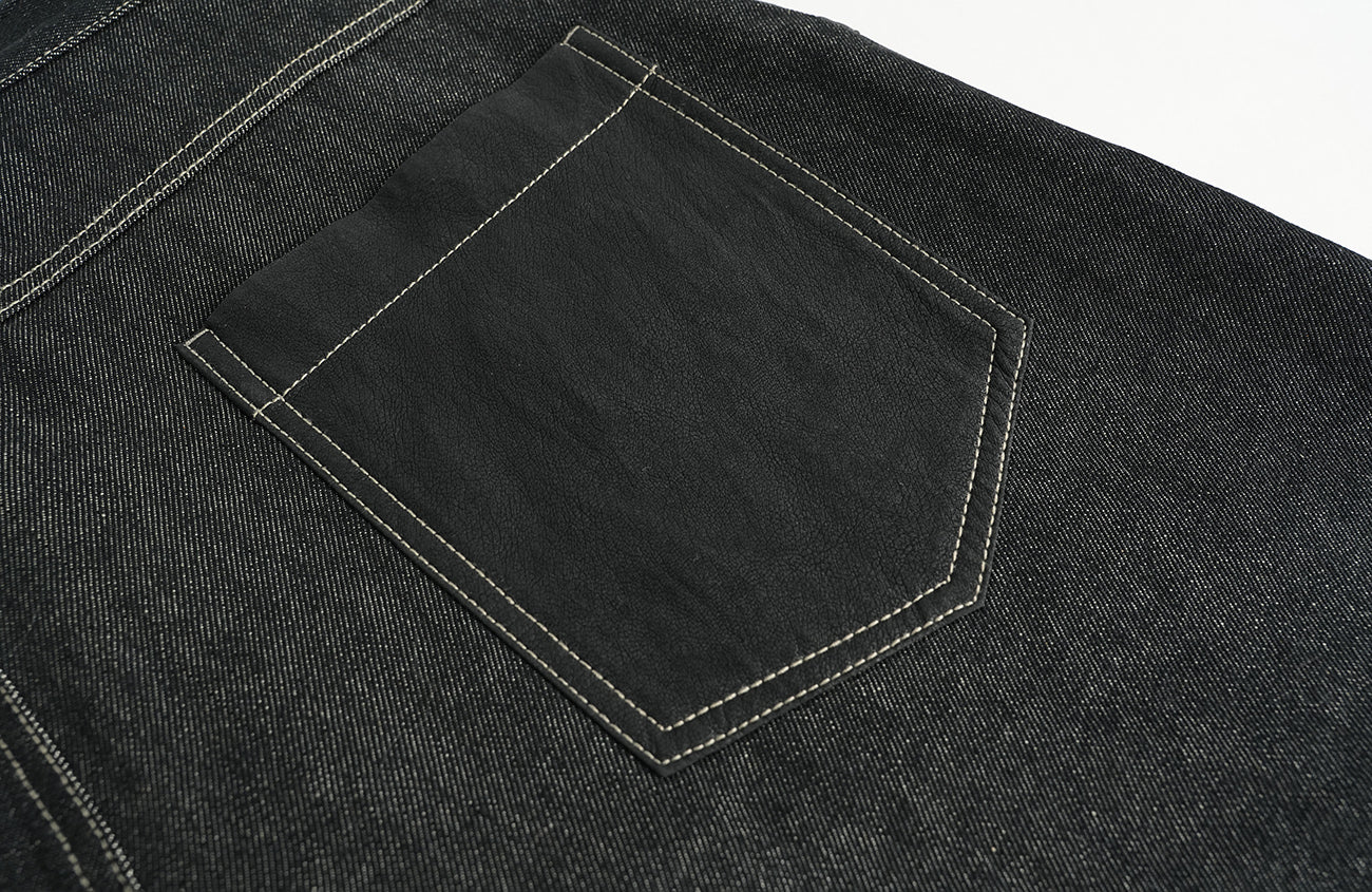ORGANIC EMOTION EMOTION Contrast-Paneled Workwear Jeans, premium urban and streetwear designers apparel on PROJECTISR.com, ORGANIC EMOTION