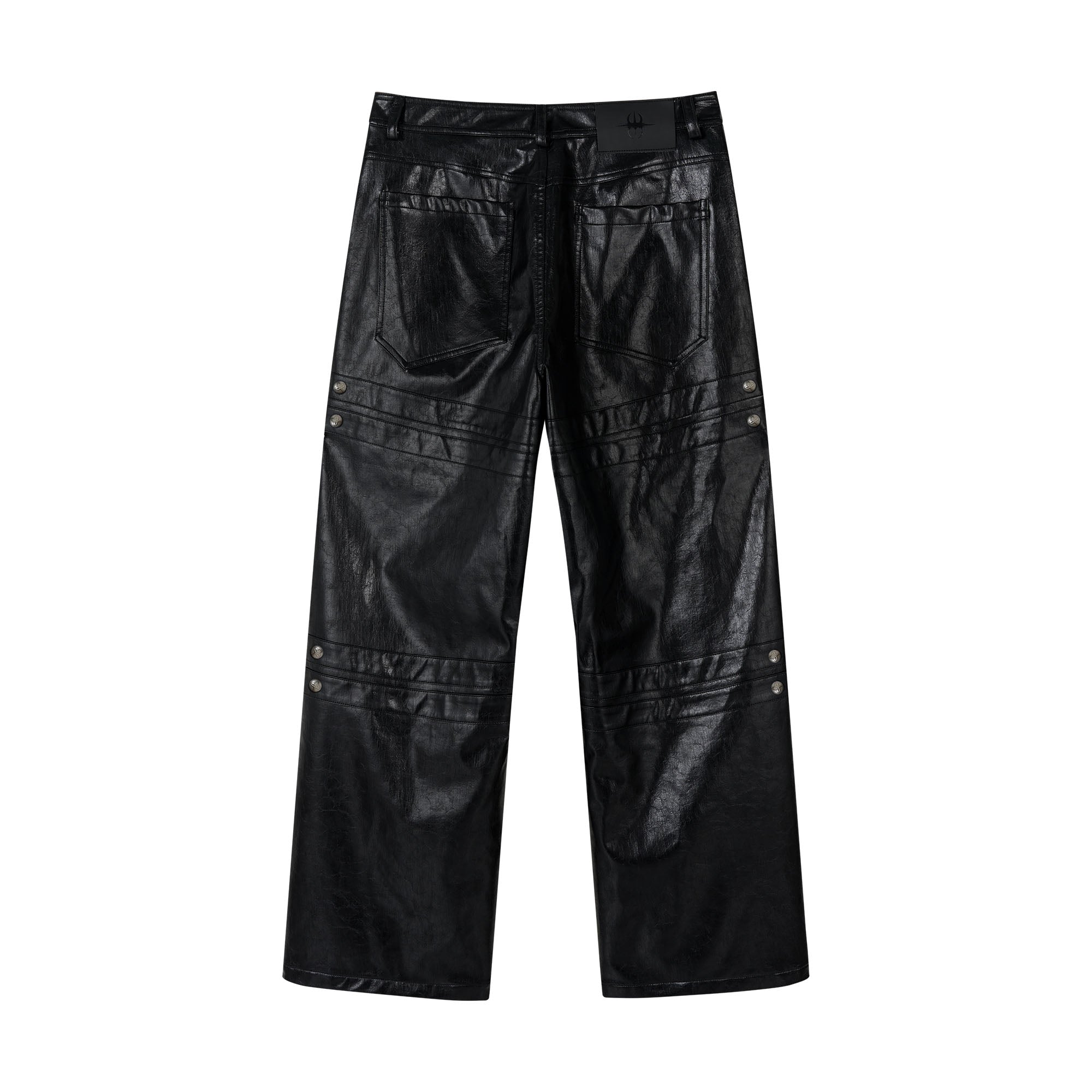 SAVAGEGROWTHWORLD Faux Leather Panel Rivet Pants