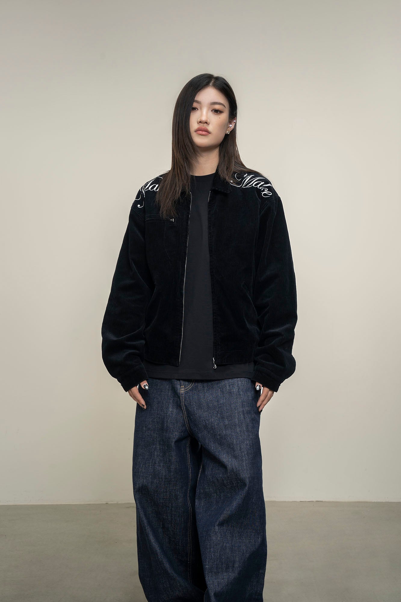 MAKEMORE Script Embroidered Corduroy Jacket