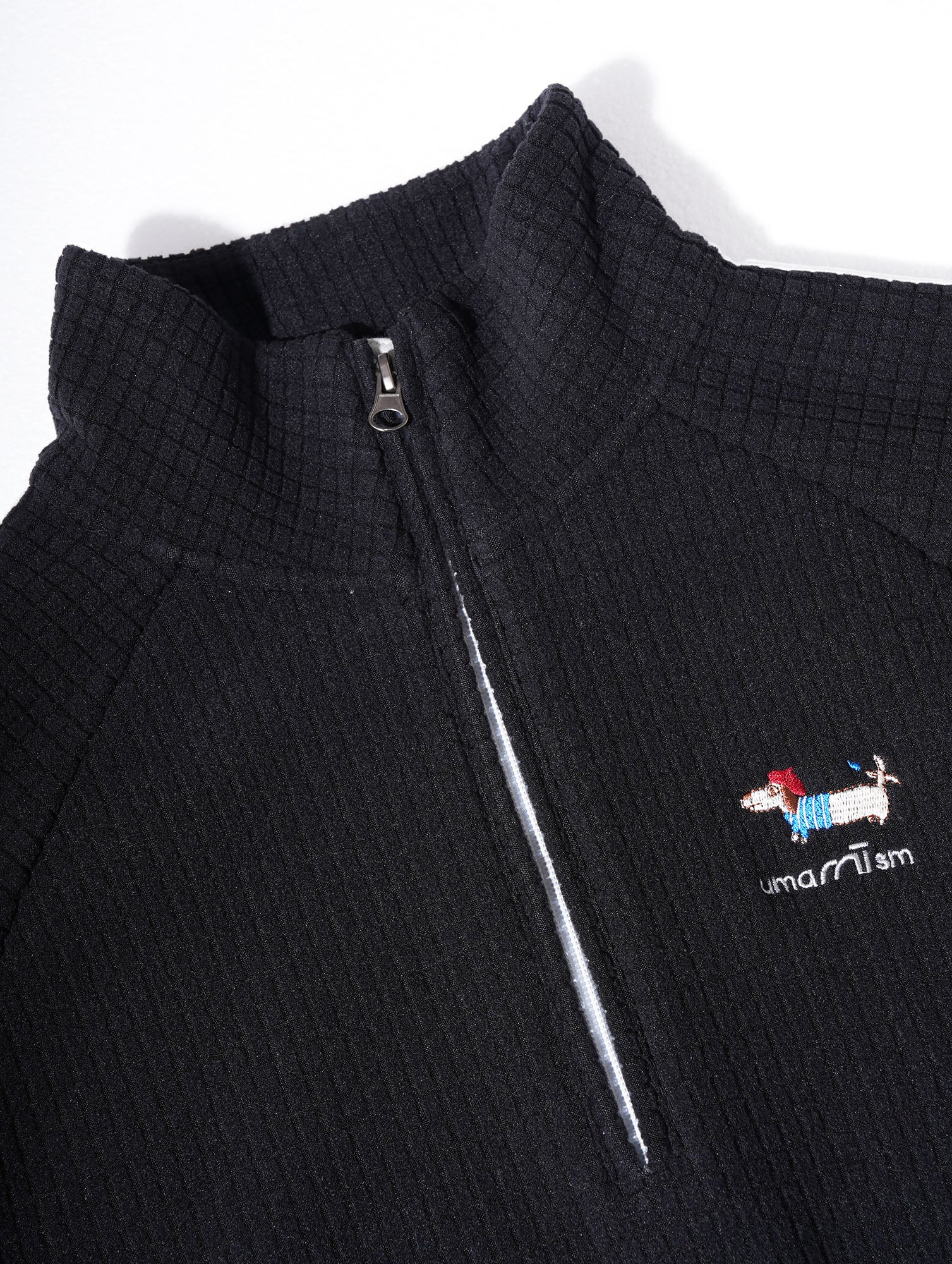 UMAMIISM Waffle Side Stripe Embroidered Half-Zip Pullover, premium urban and streetwear designers apparel on PROJECTISR.com, UMAMIISM