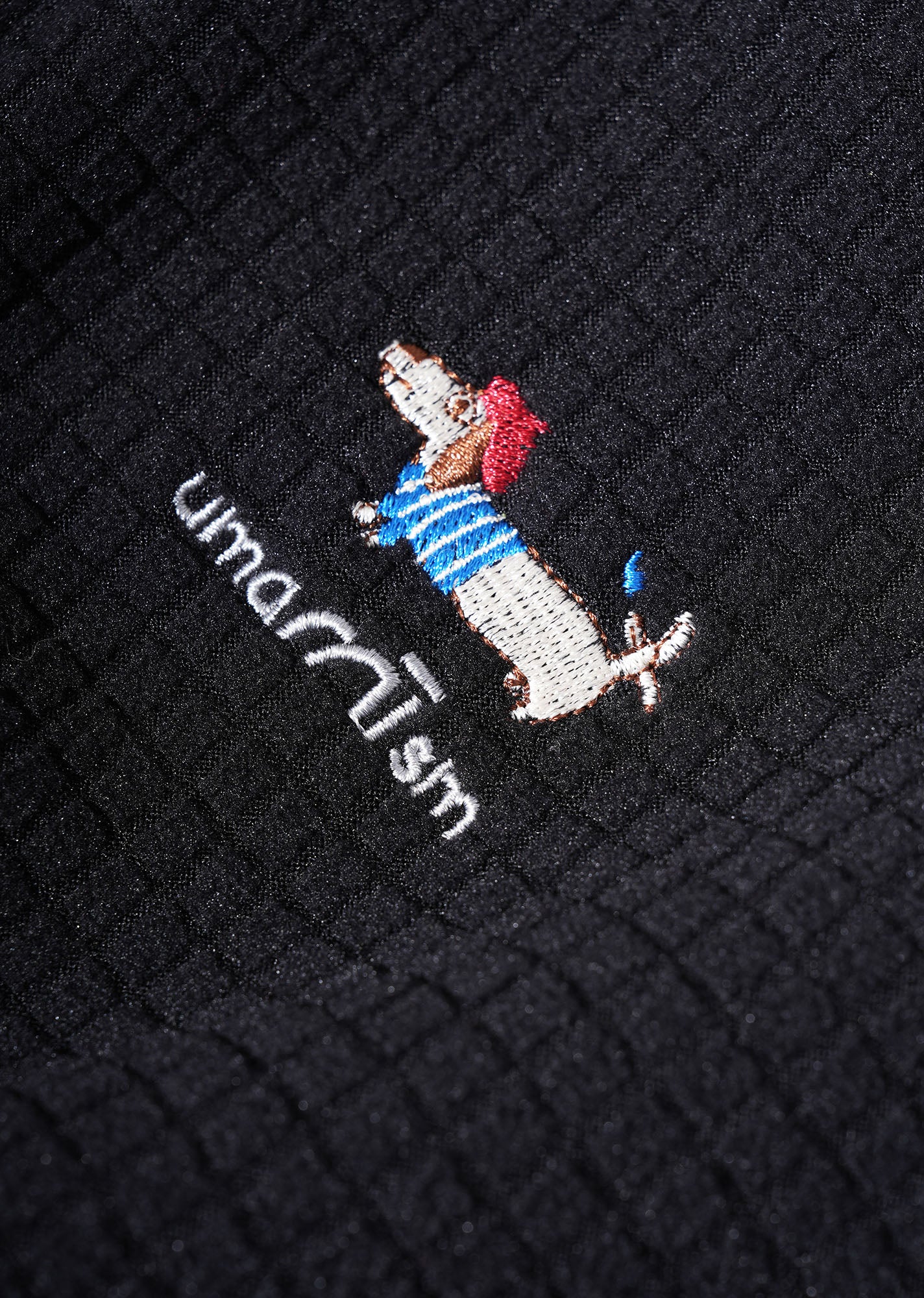 UMAMIISM Waffle Side Stripe Embroidered Half-Zip Pullover, premium urban and streetwear designers apparel on PROJECTISR.com, UMAMIISM