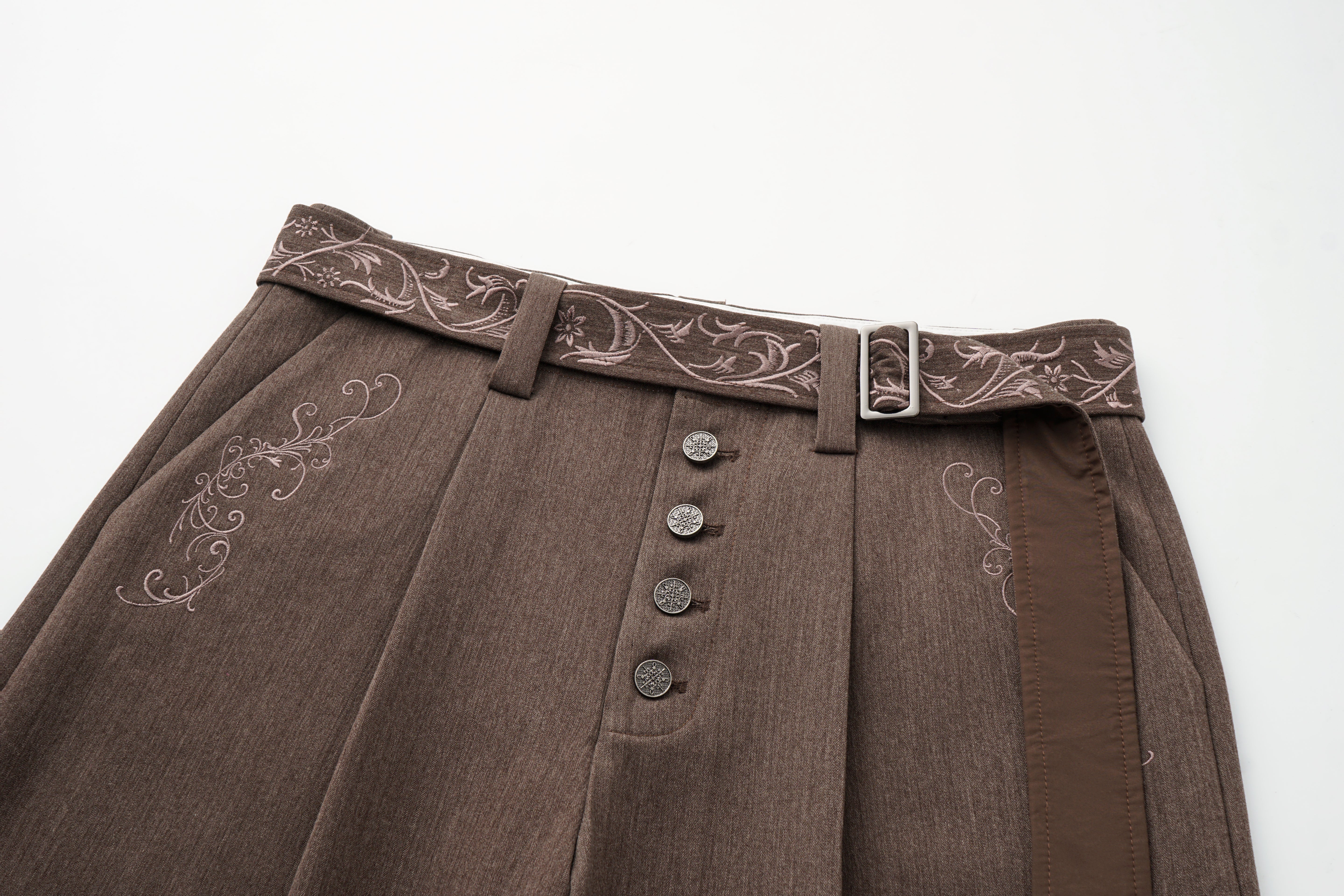 ELETEIZE Vine Embroidered Wide-Leg Trousers