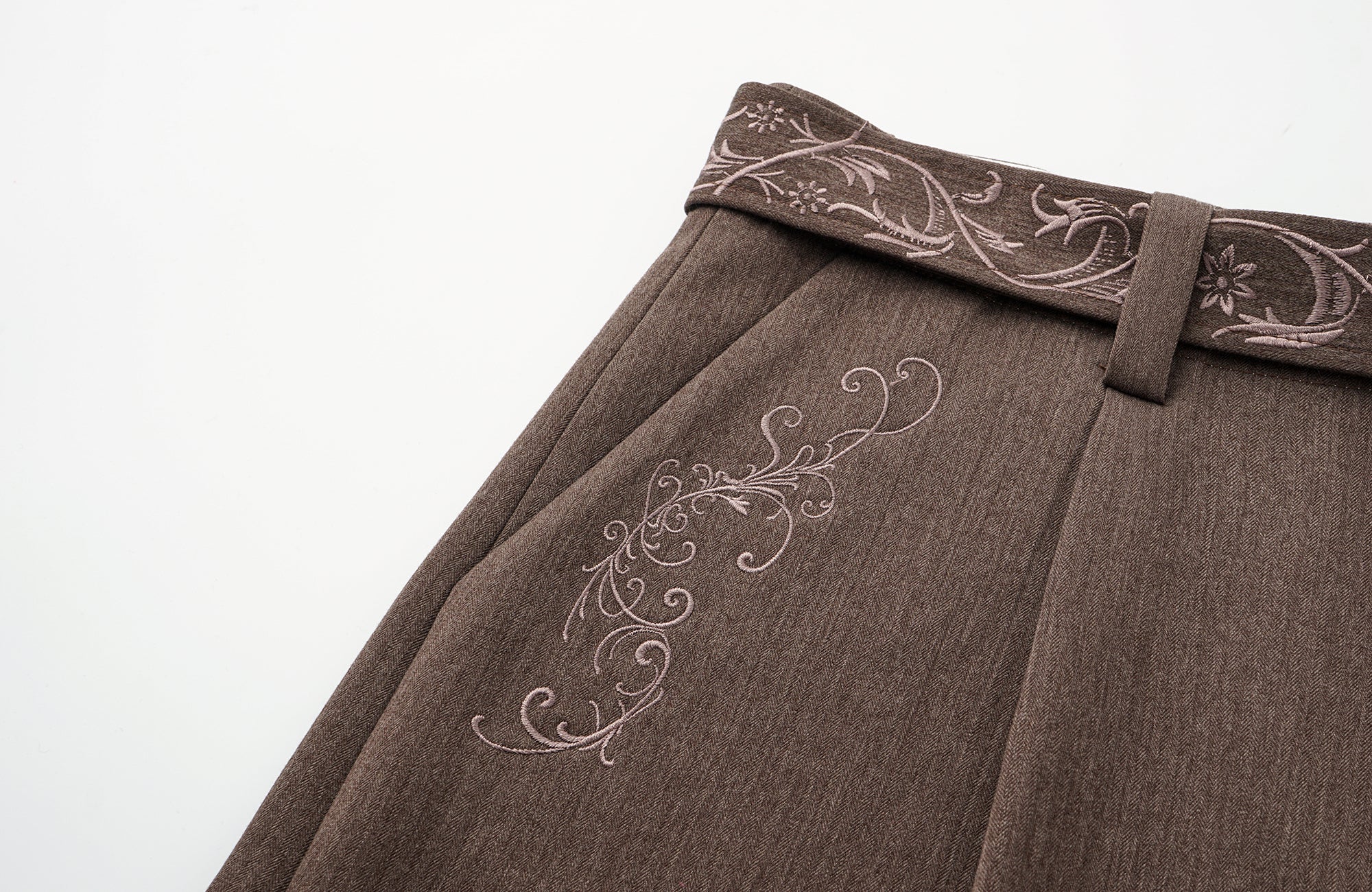 ELETEIZE Vine Embroidered Wide-Leg Trousers