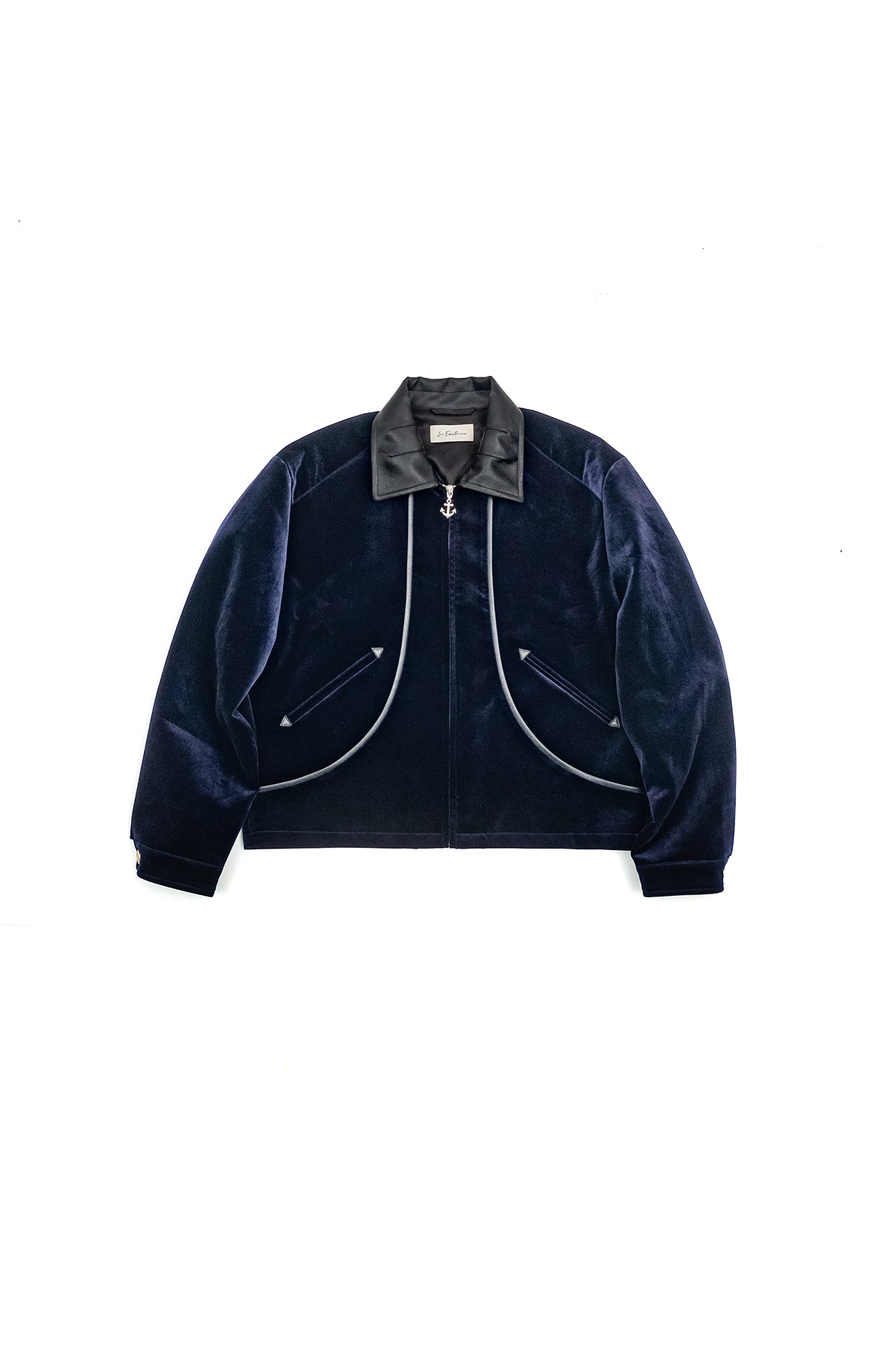 IN EXISTENCE Velvet Faux Leather Collar Jacket