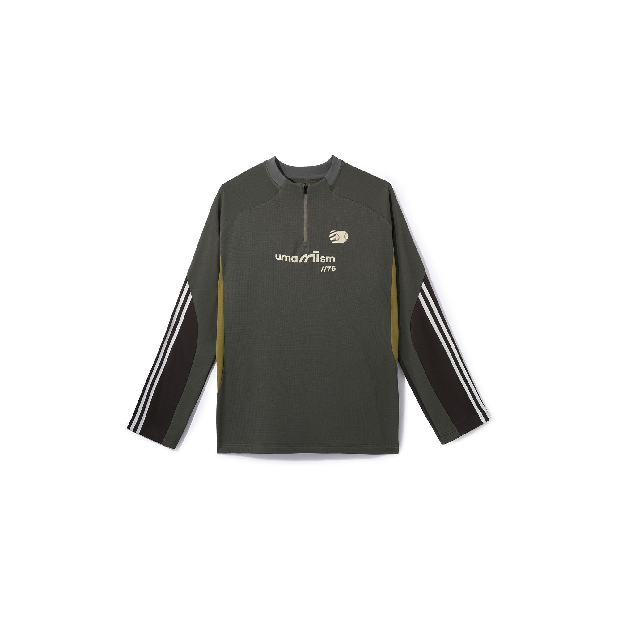 UMAMIISM Raglan Striped Fleece-Lined Sweatshirt, premium urban and streetwear designers apparel on PROJECTISR.com, UMAMIISM
