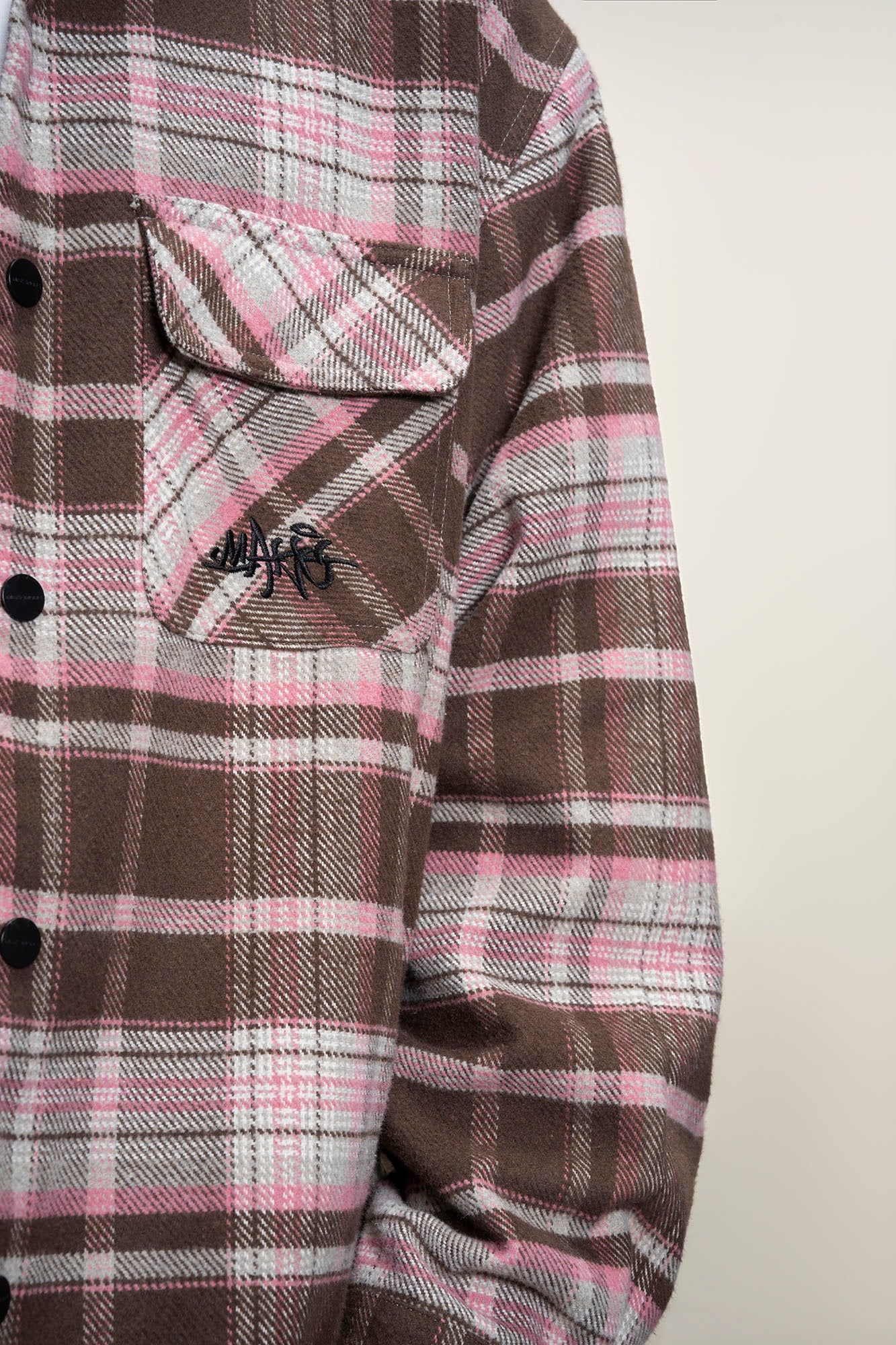 MAKEMORE Plaid Flap Pocket Oversized Shirt