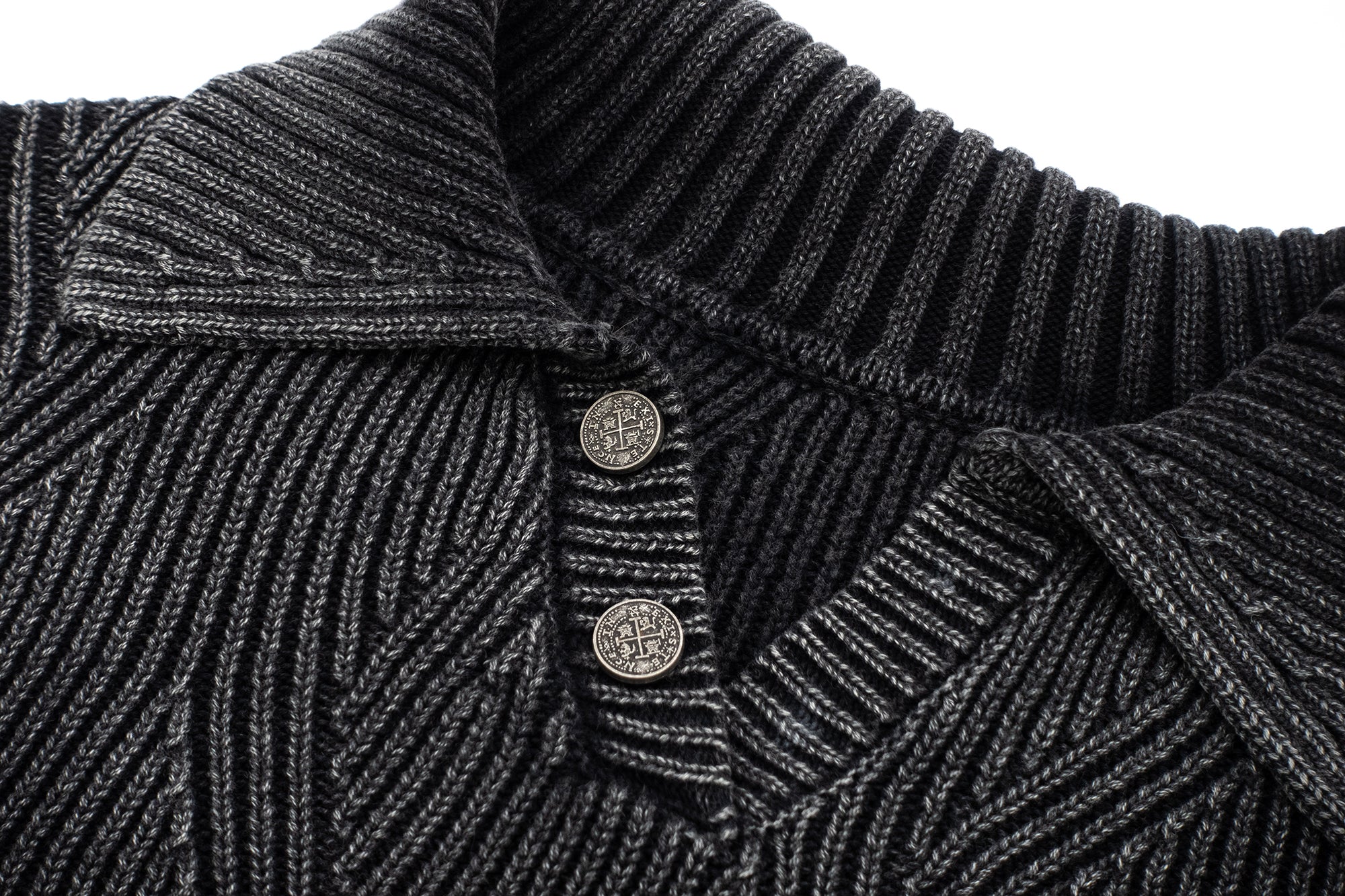 IN EXISTENCE Distressed Chevron Collared Sweater