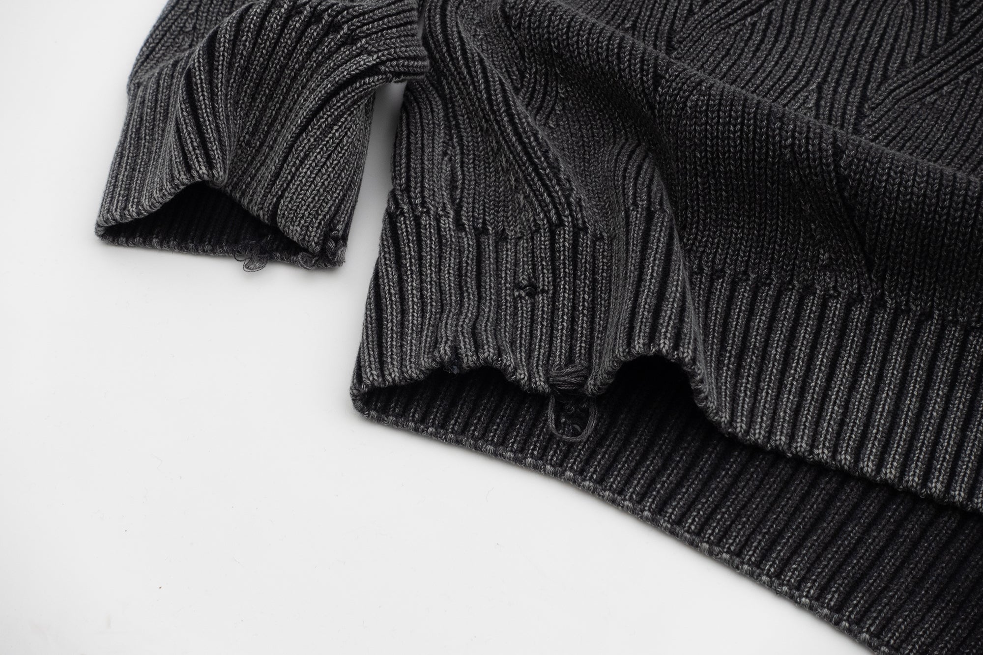 IN EXISTENCE Distressed Chevron Collared Sweater