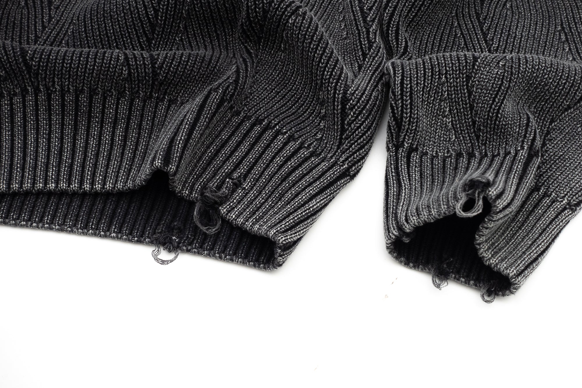 IN EXISTENCE Distressed Chevron Collared Sweater