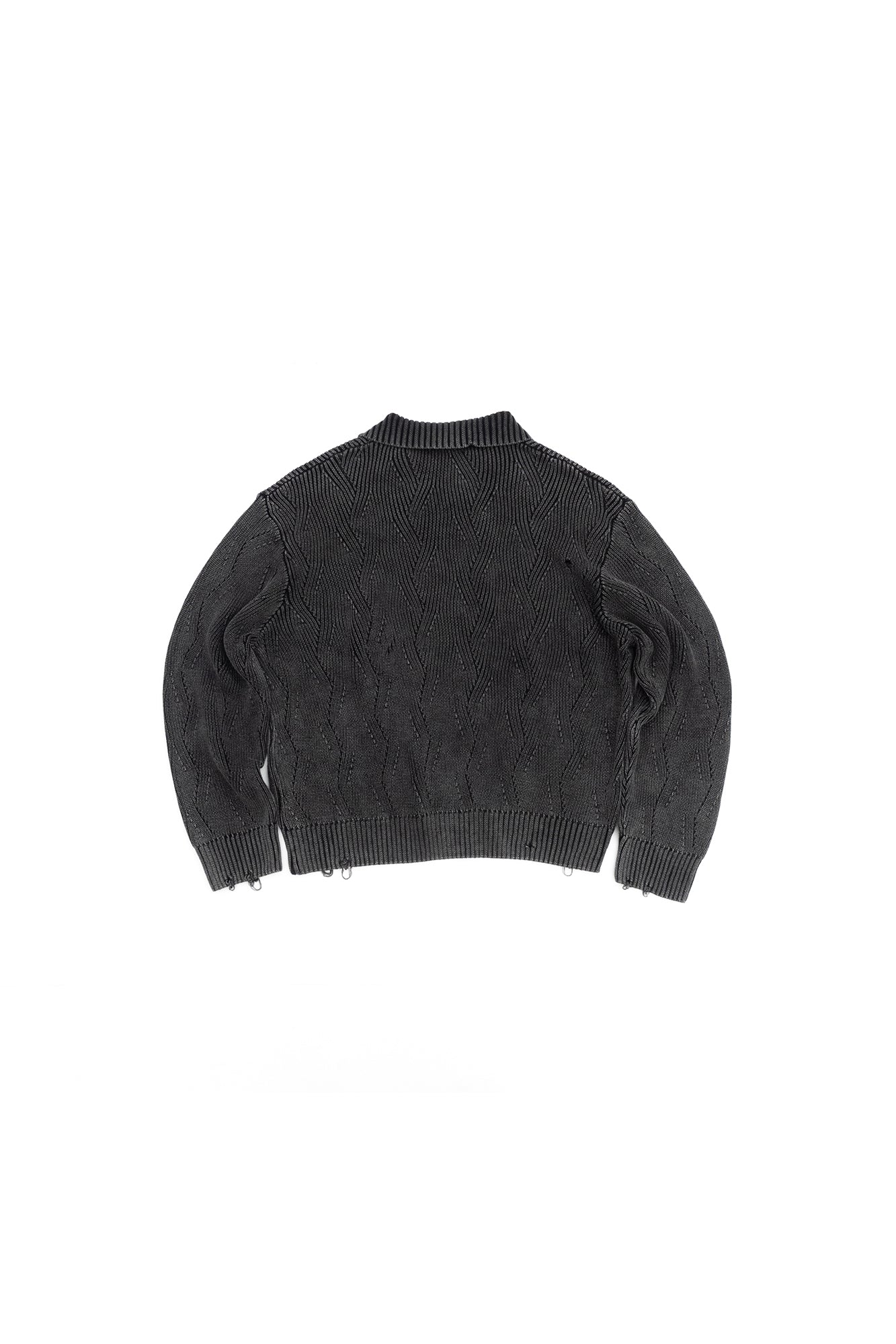 IN EXISTENCE Distressed Chevron Collared Sweater