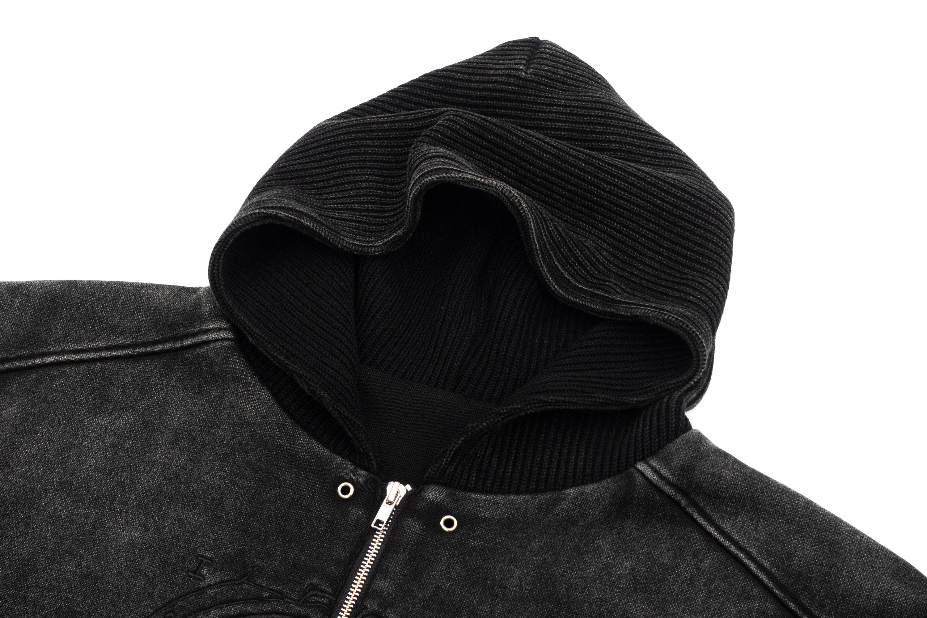 IN EXISTENCE Reversible Washed Spliced Hooded Jacket