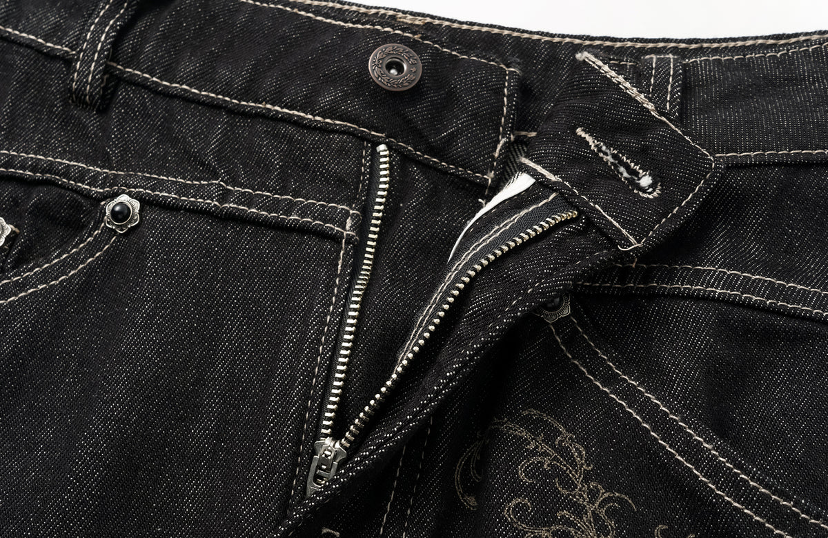 ELETEIZE Laser-Burned Curved Jeans