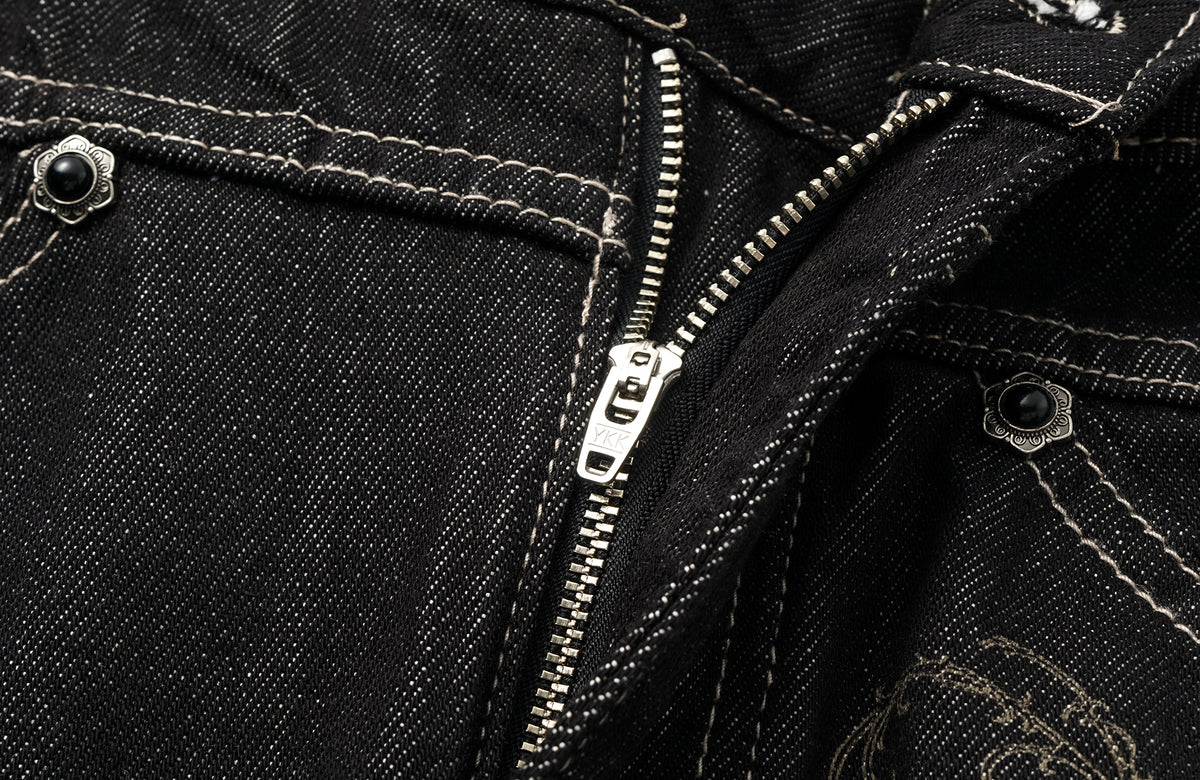 ELETEIZE Laser-Burned Curved Jeans