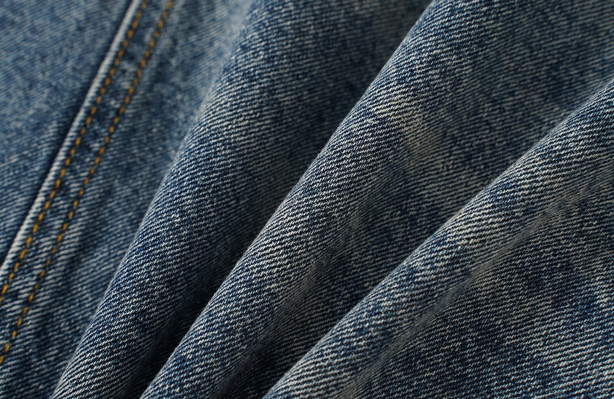 BOTANIC Washed Distressed Denim Biker Jacket