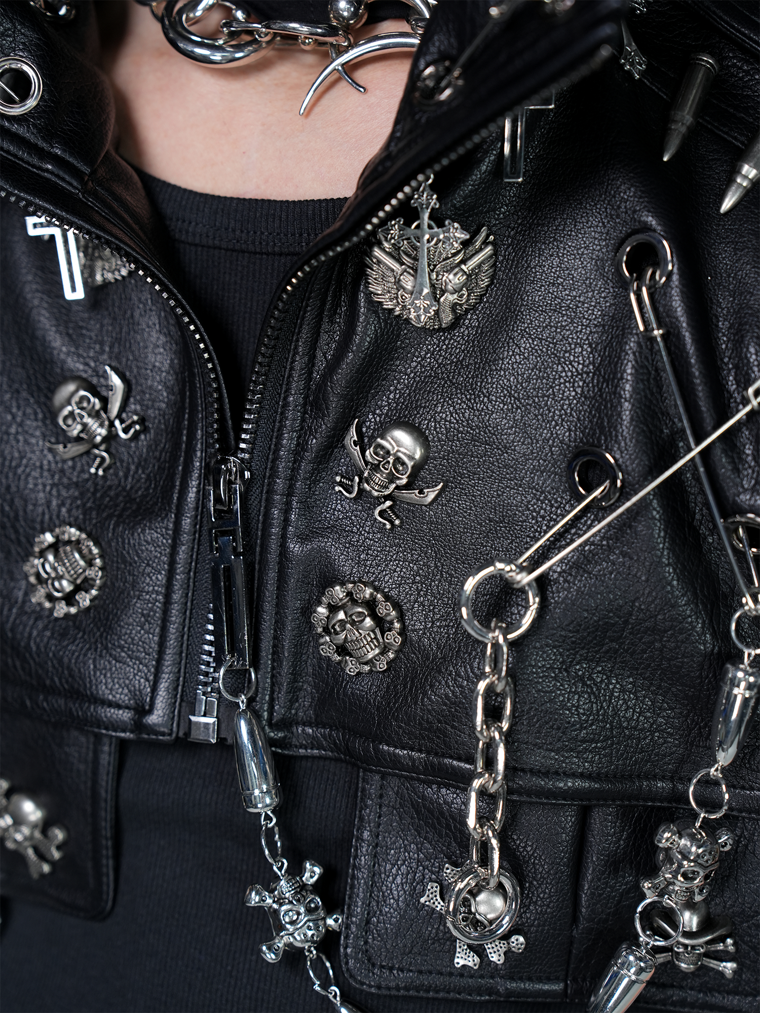 VE2 Faux Leather Punk Metal Biker Vest