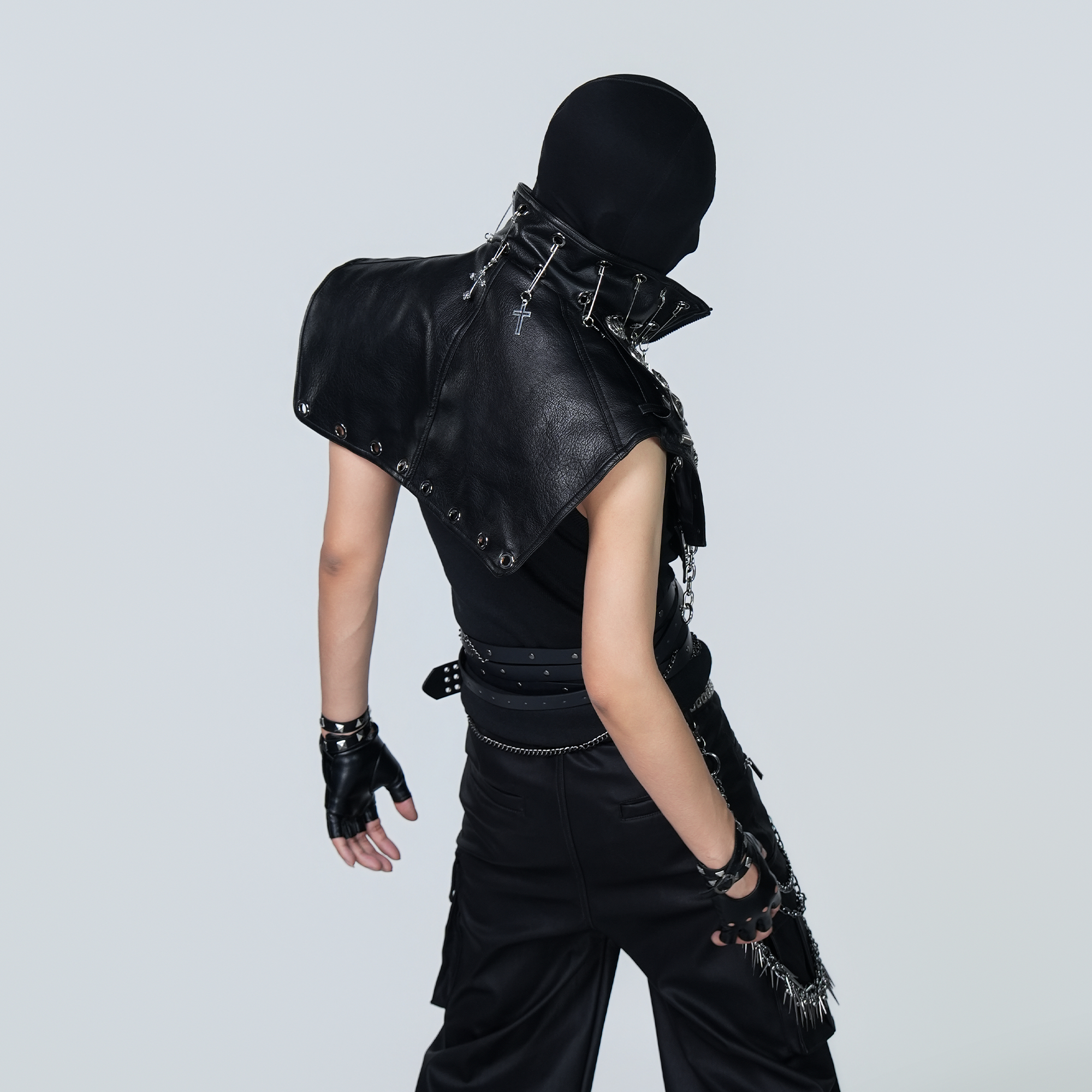 VE2 Faux Leather Punk Metal Biker Vest