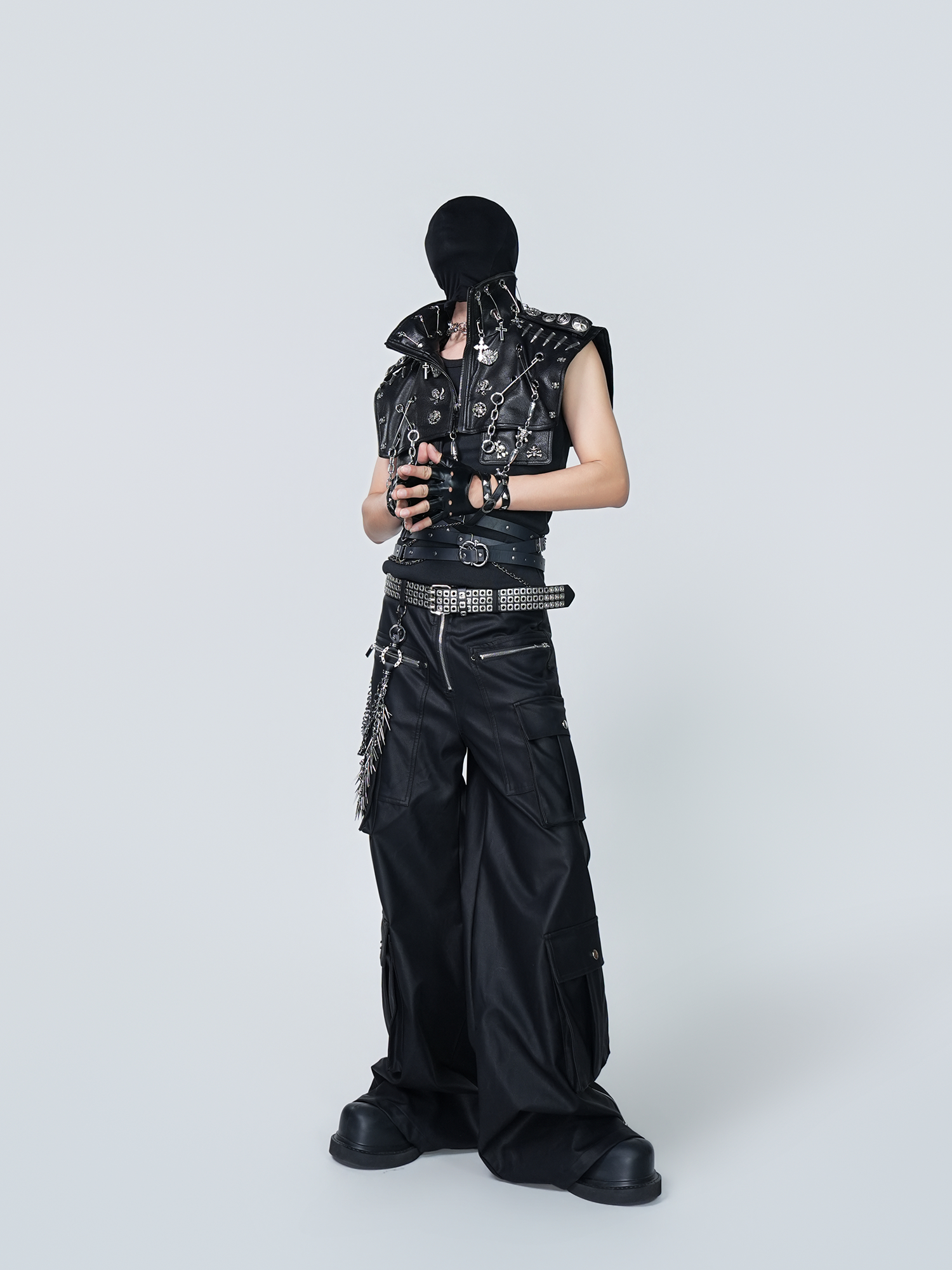 VE2 Faux Leather Punk Metal Biker Vest