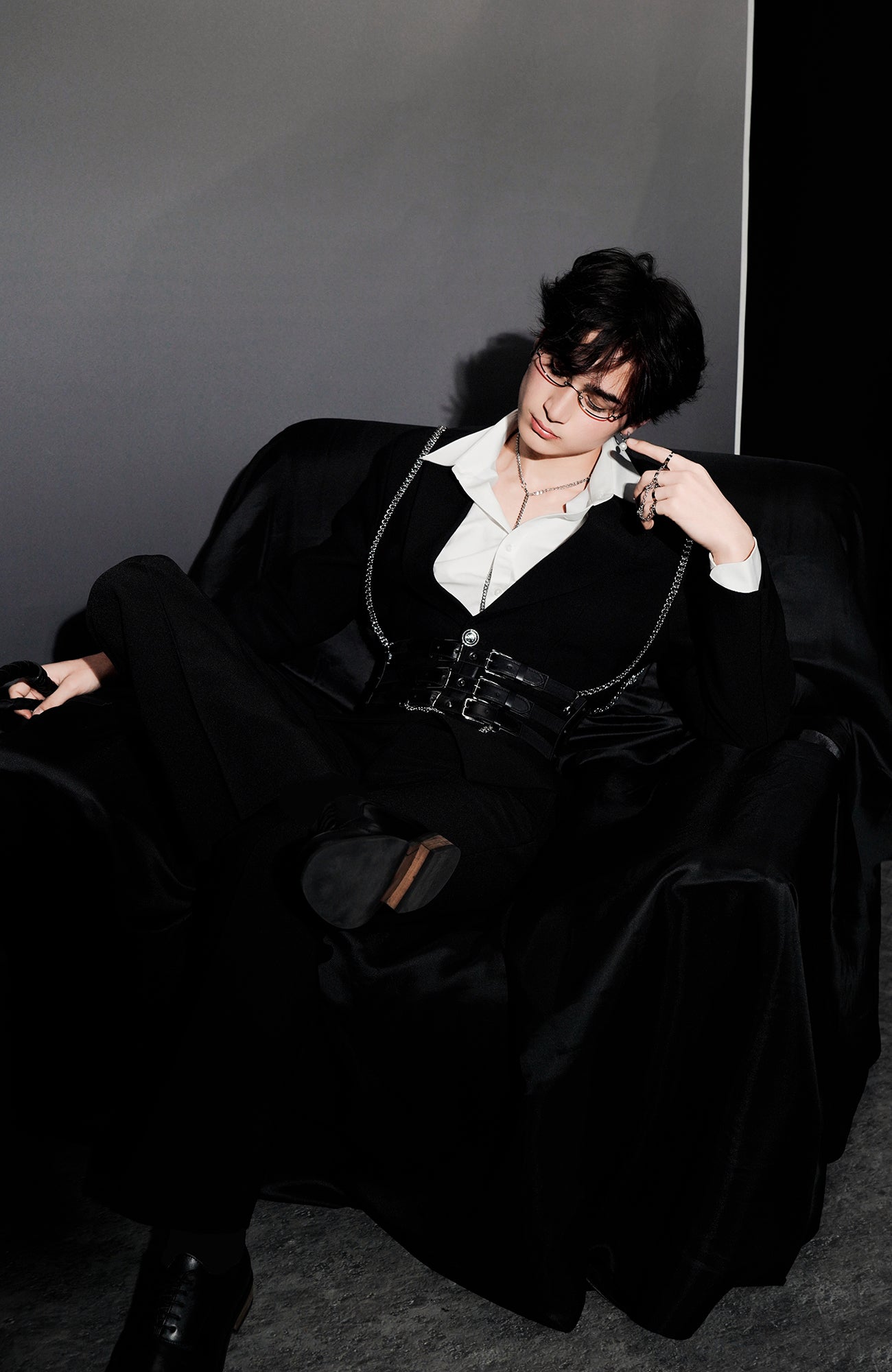 SHANG JIE Chain Suspender Multi-Belt Blazer