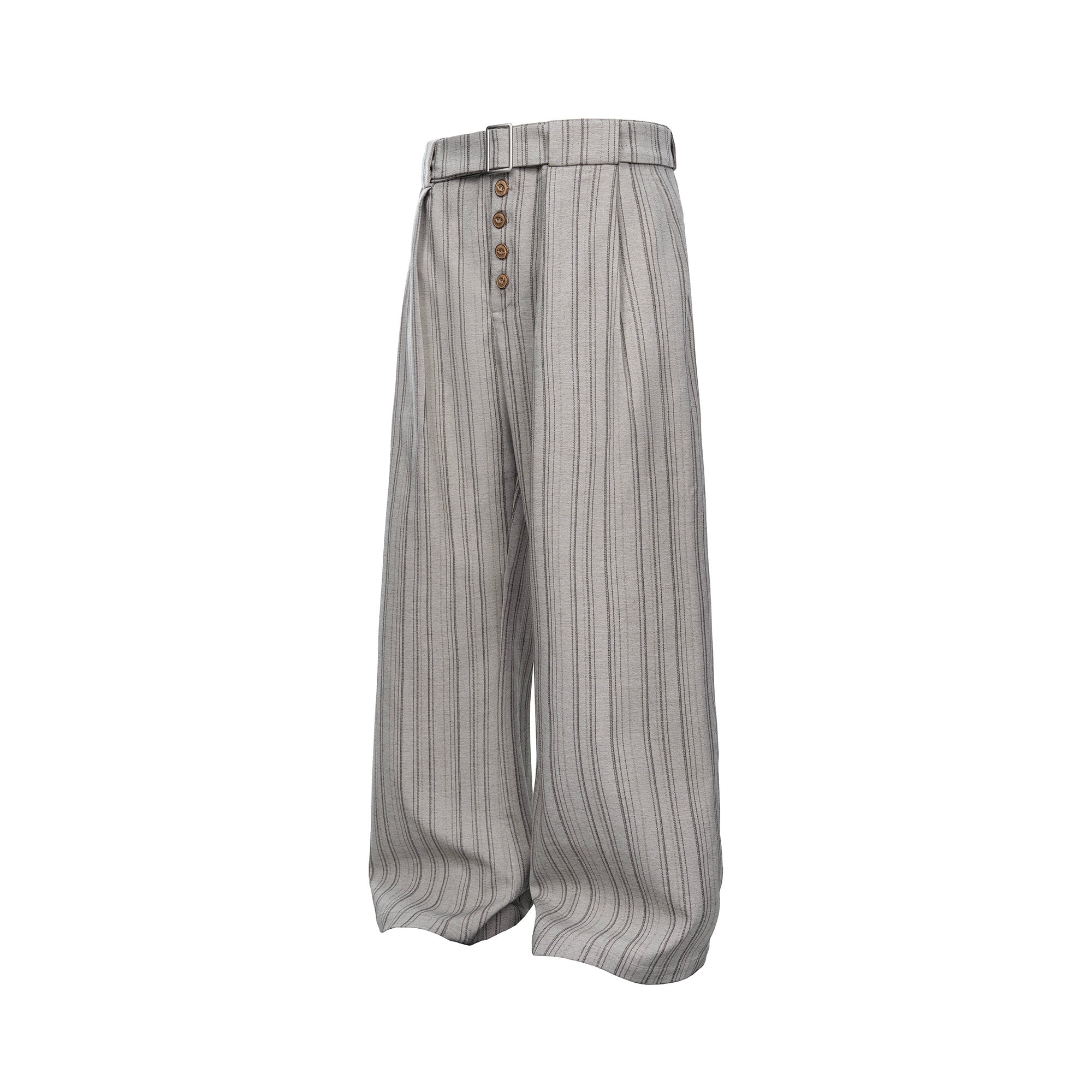 CATSSTAC Button-Closure Striped Double-Pleat Trousers, premium urban and streetwear designers apparel on PROJECTISR.com, CATSSTAC
