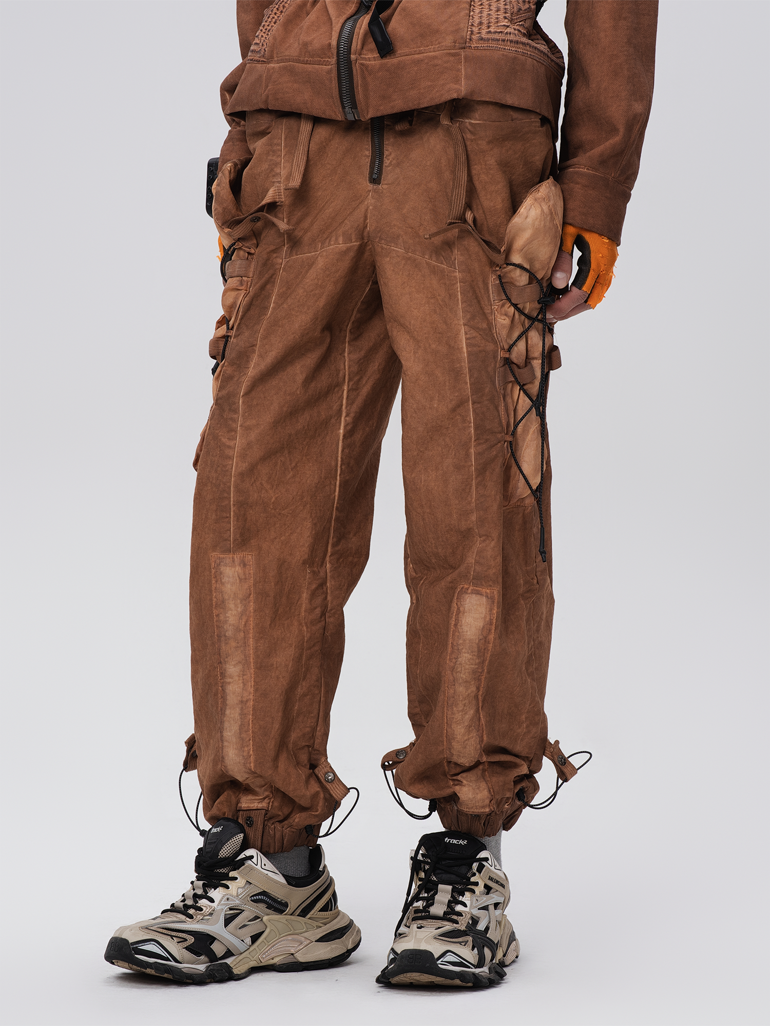 STEAM Washed Multi-Pocket Detachable Waist Bag Cargo Pants