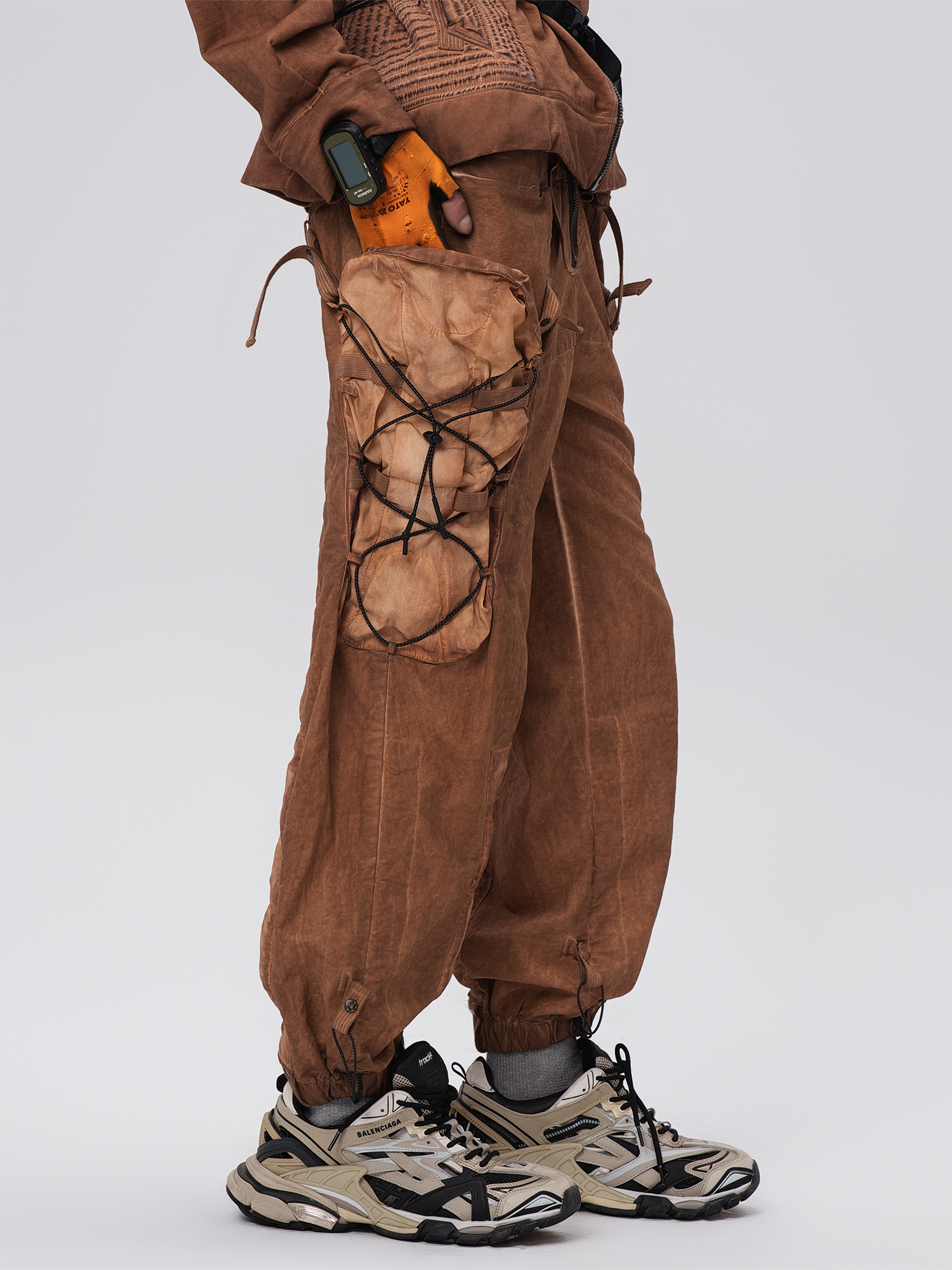 STEAM Washed Multi-Pocket Detachable Waist Bag Cargo Pants