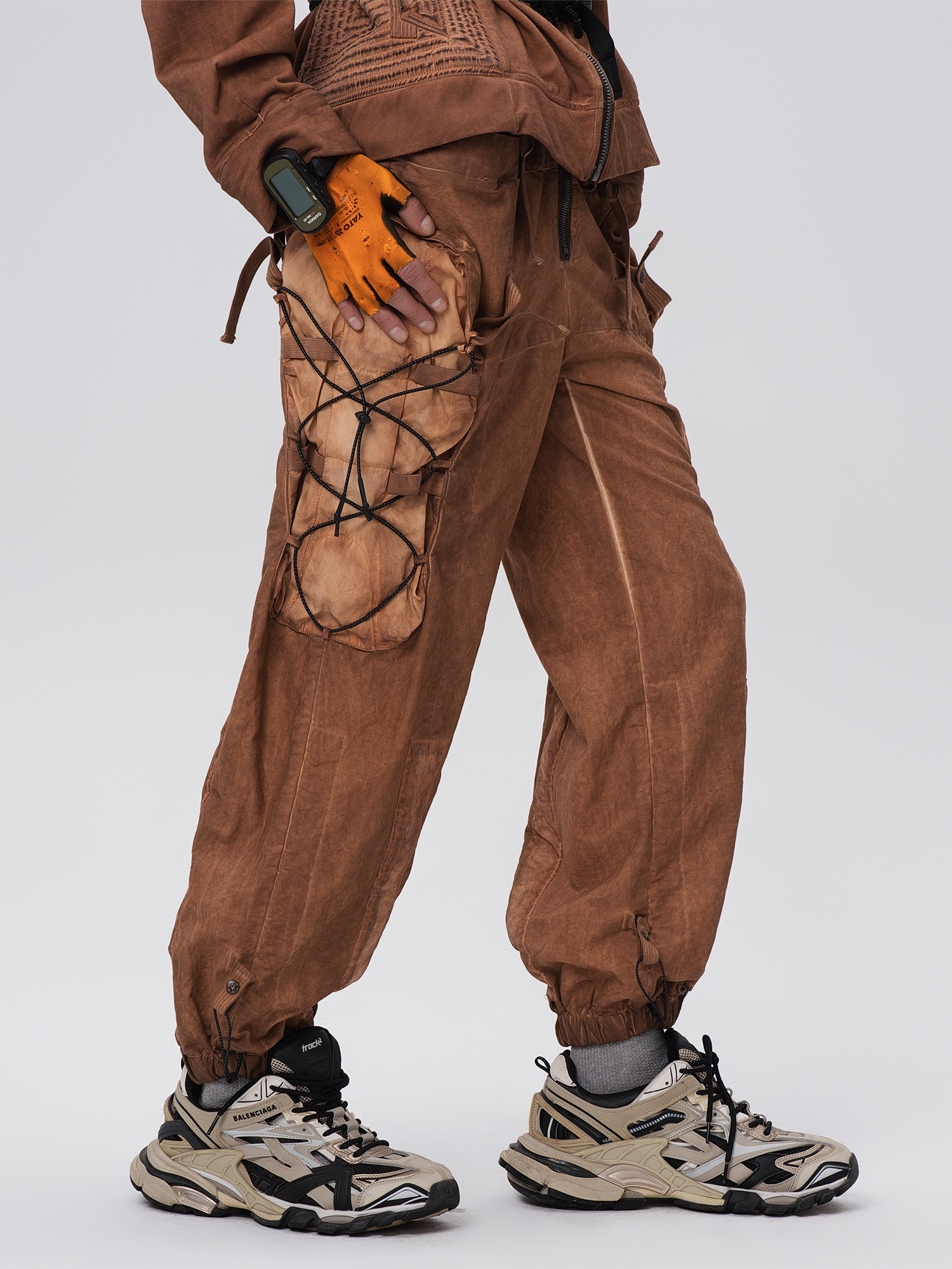 STEAM Washed Multi-Pocket Detachable Waist Bag Cargo Pants
