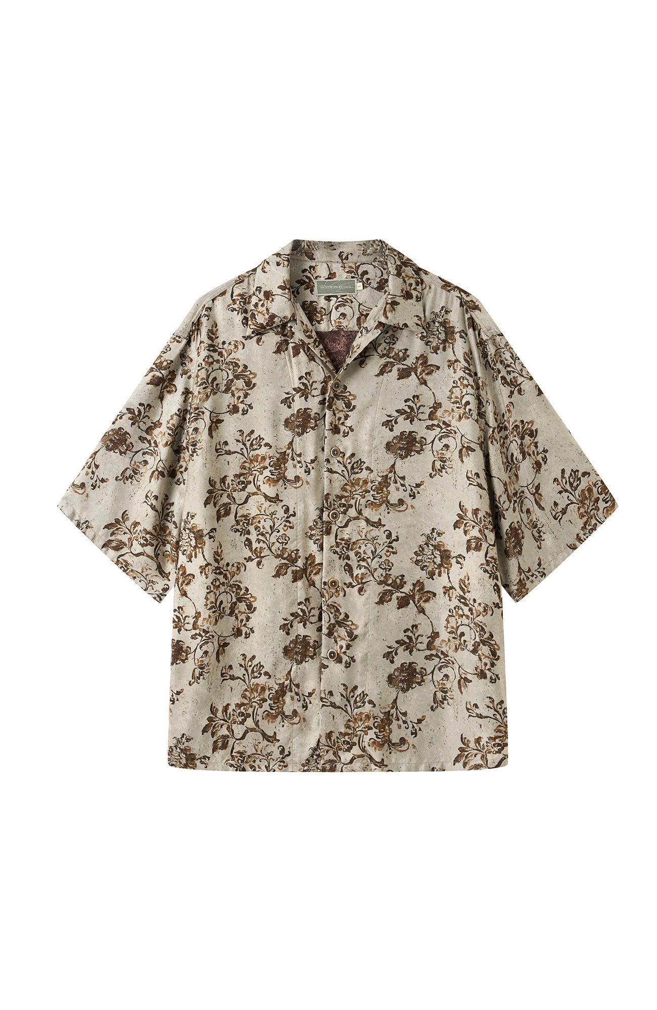 MOITIEDEPETALE Retro Floral Cupro-Blend Half Shirt