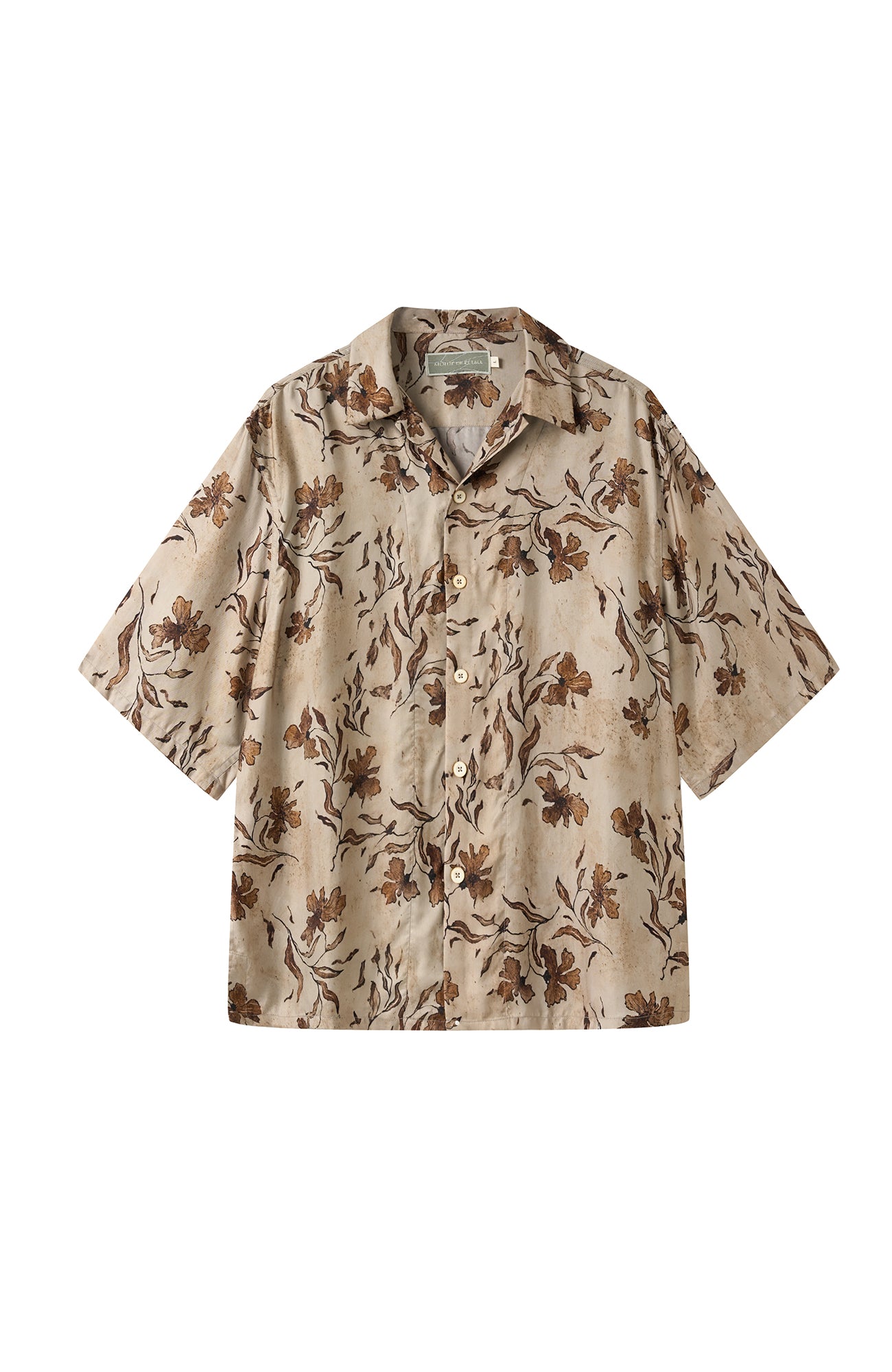 MOITIEDEPETALE Retro Botanical Cupro-Blend Half Shirt