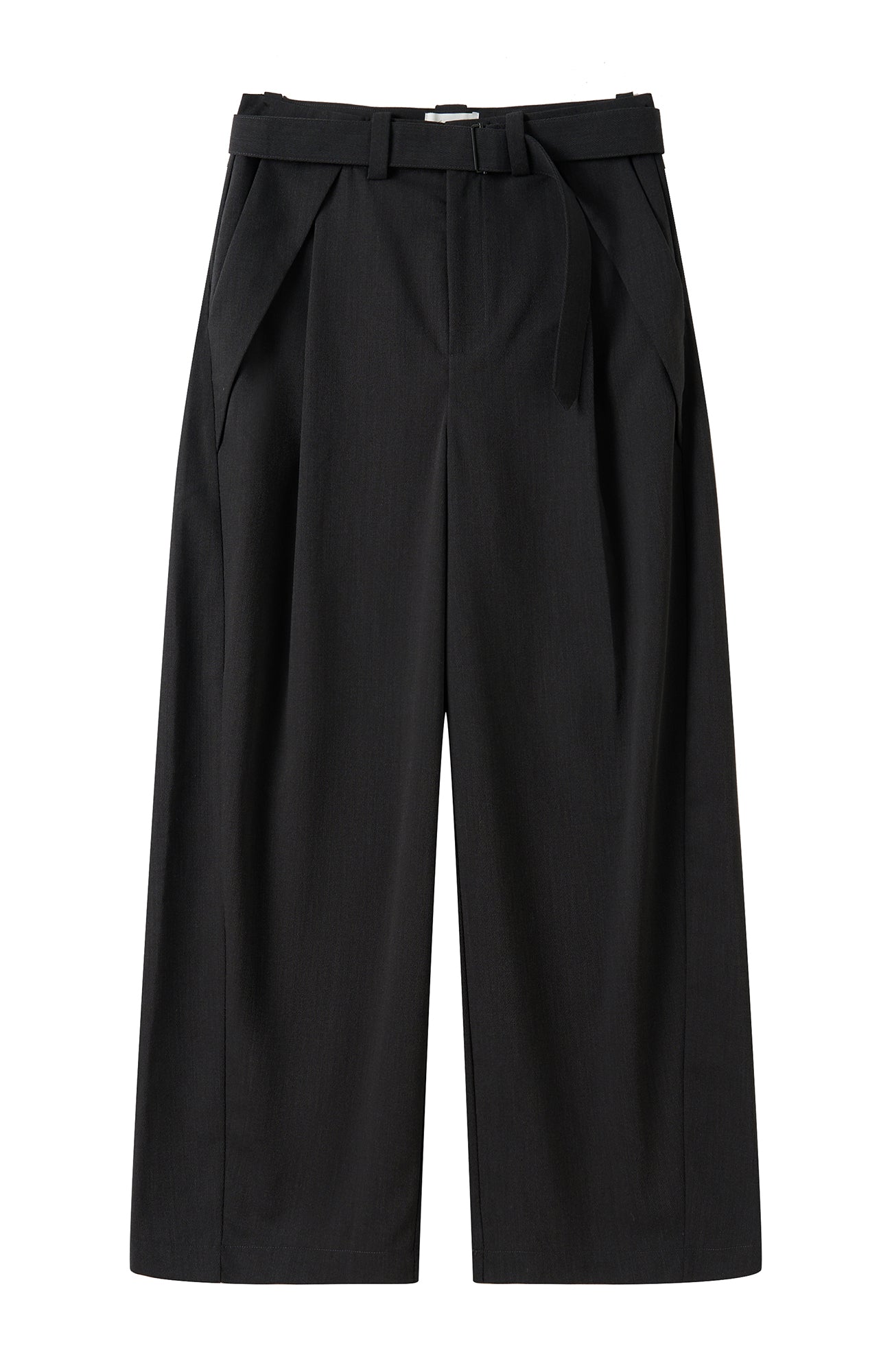 MOITIEDEPETALE Minimal Wrap Belt Curved-Leg Trousers