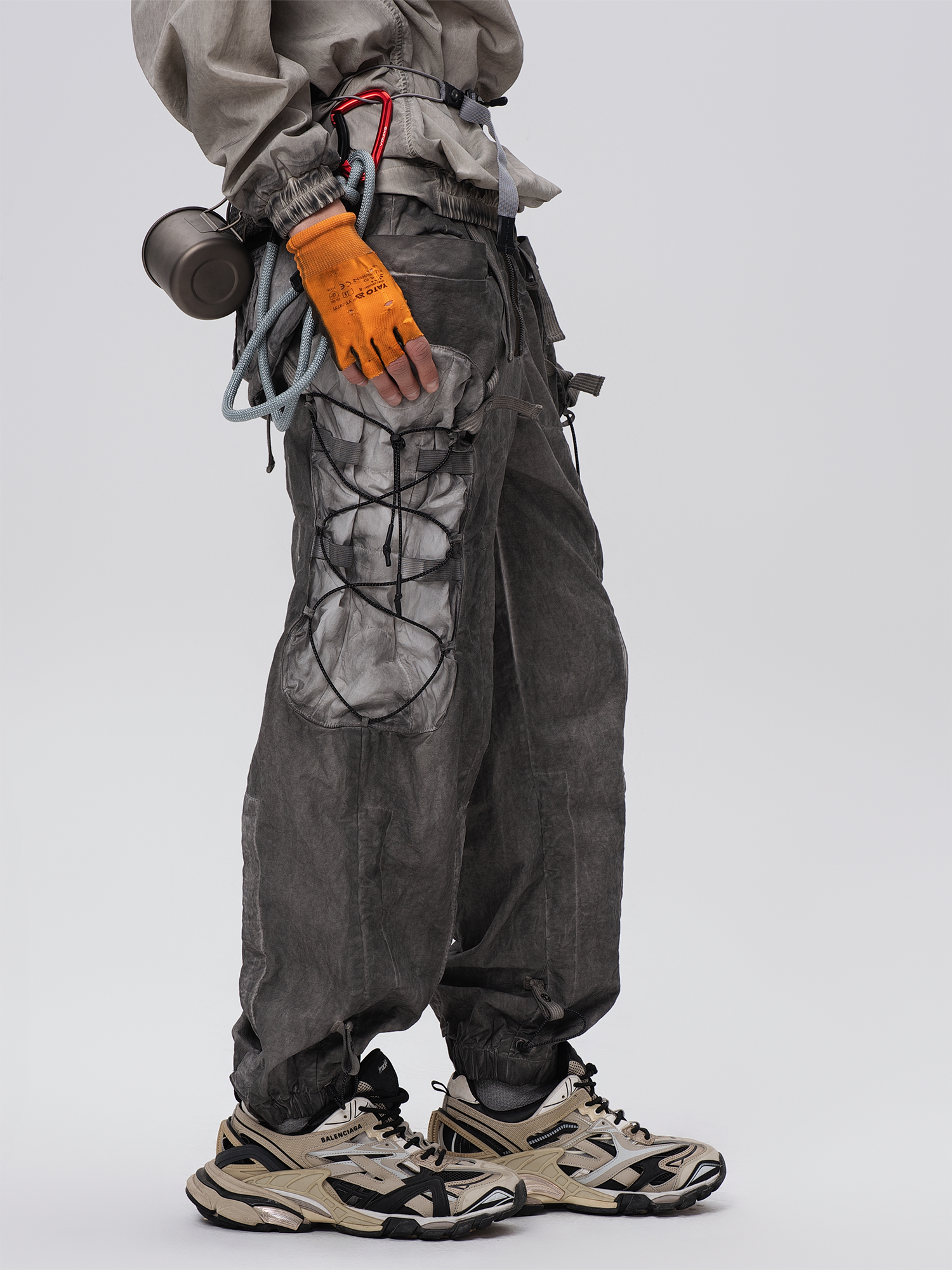 STEAM Washed Multi-Pocket Detachable Waist Bag Cargo Pants