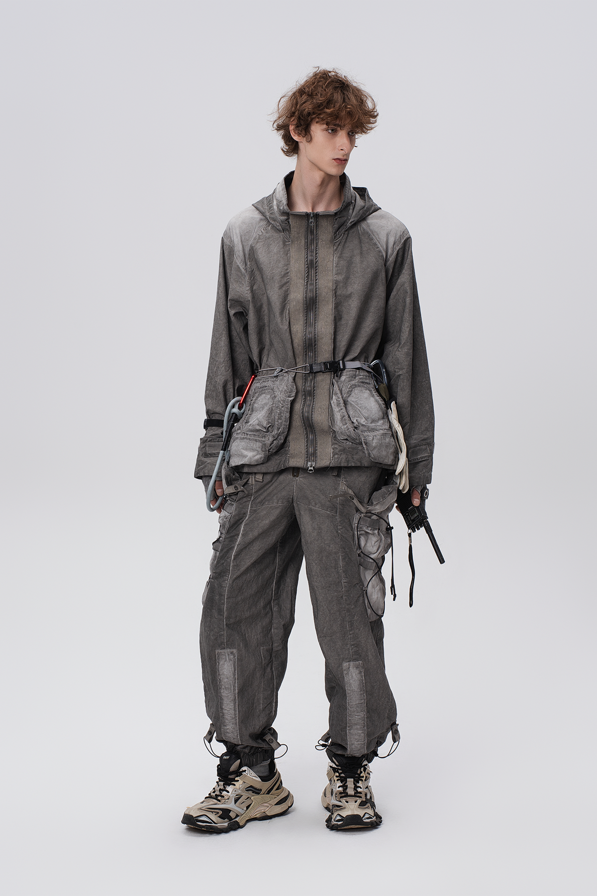 STEAM Distressed Paneled Hooded Jacket
