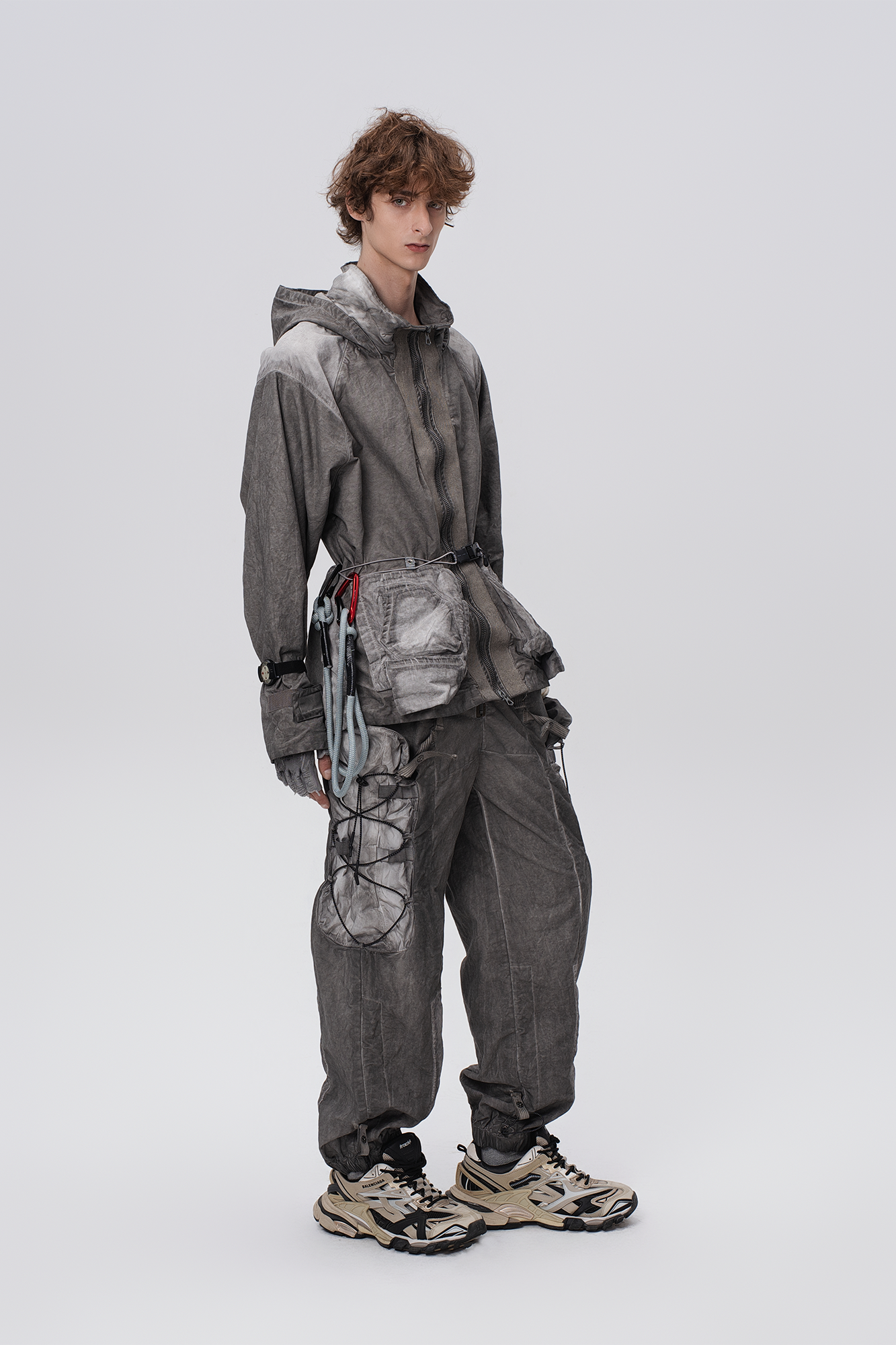 STEAM Washed Multi-Pocket Detachable Waist Bag Cargo Pants