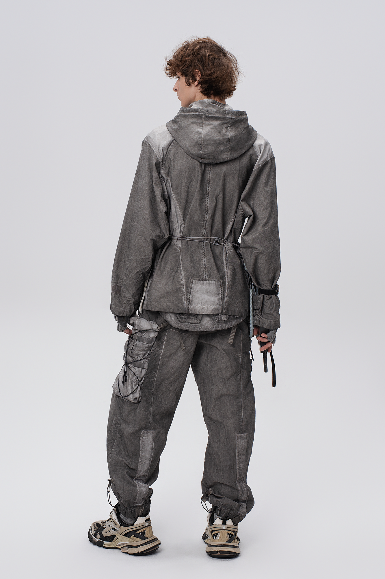 STEAM Washed Multi-Pocket Detachable Waist Bag Cargo Pants