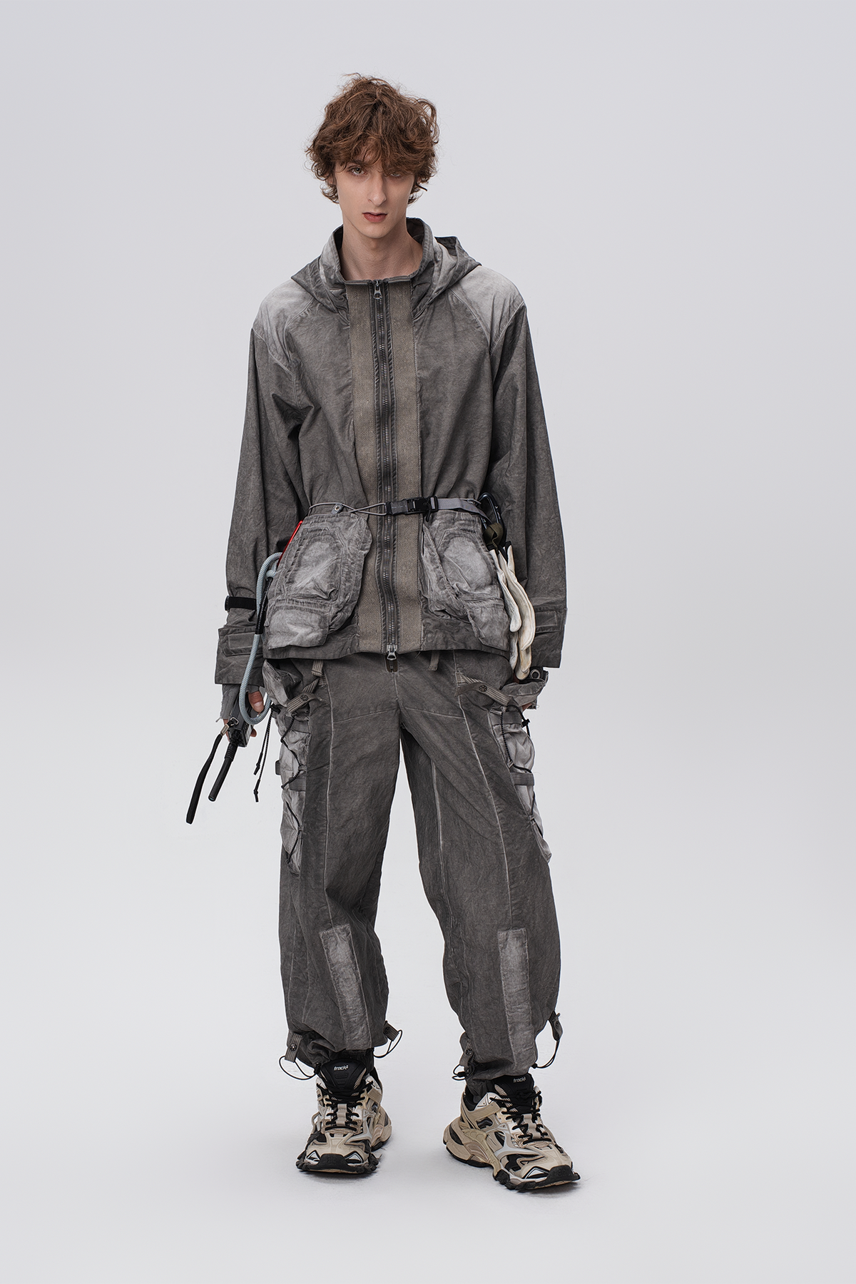 STEAM Distressed Paneled Hooded Jacket