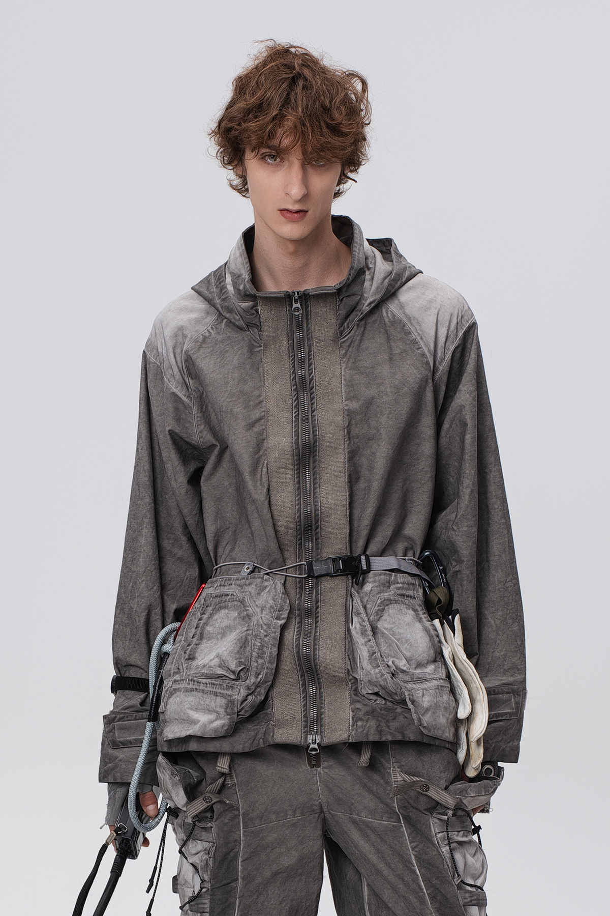 STEAM Distressed Paneled Hooded Jacket